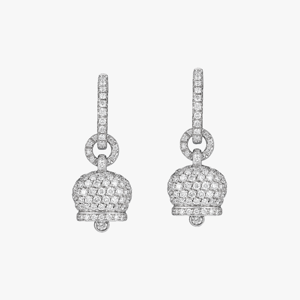 Chantecler Campanelle Earrings with Pavé Diamonds in 18kt White Gold (Small)