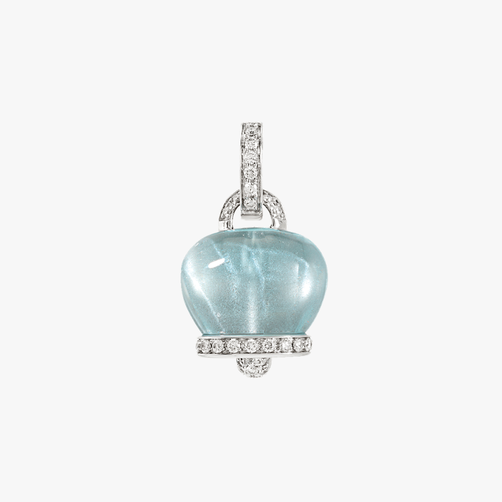 Chantecler Campanelle Pendant with Sky Blue Topaz and Pavé Diamonds in 18kt Gold (Medium)
