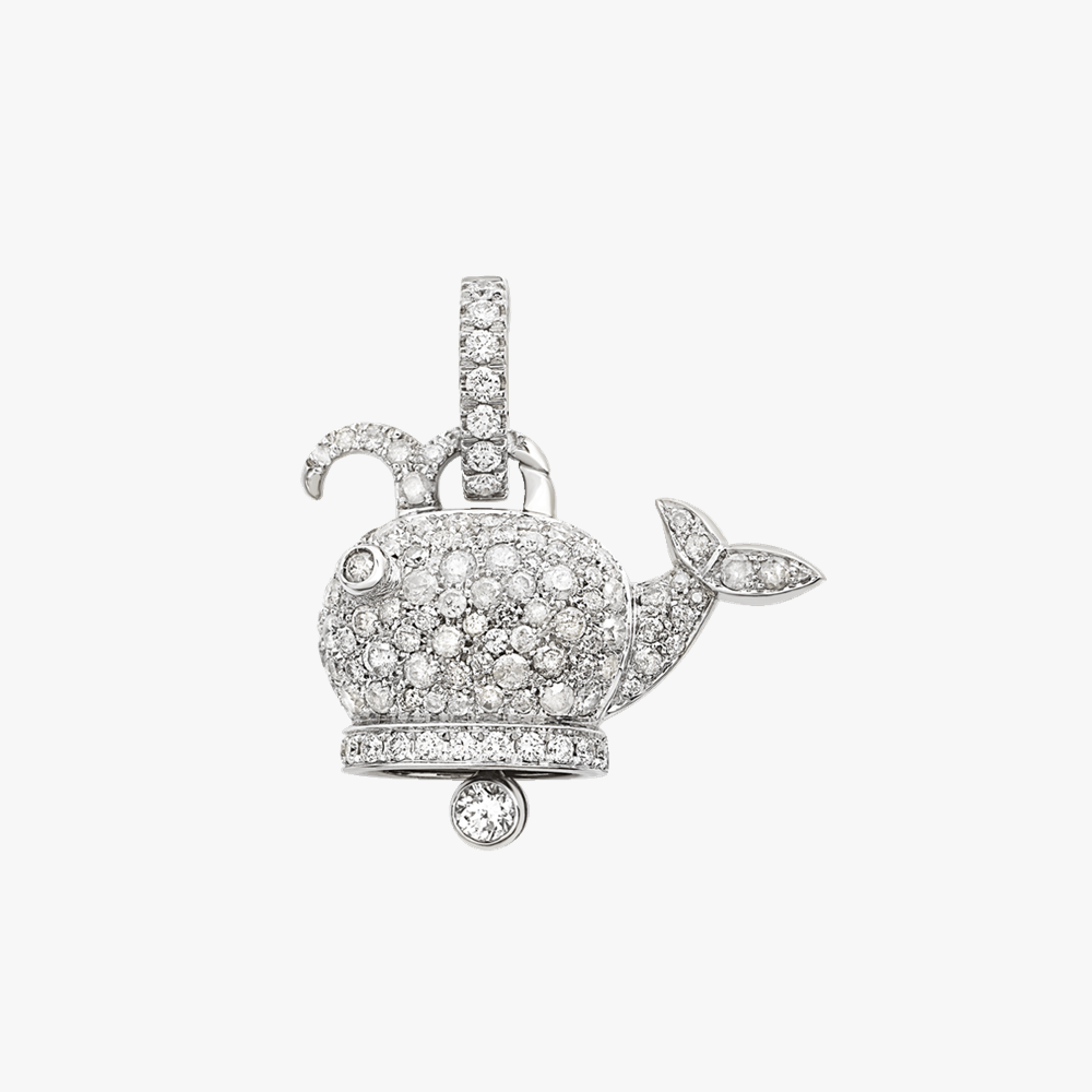 Chantecler Campanelle Whale Medium Charm in 18kt White Gold with Ice Diamonds & Pavé Diamonds
