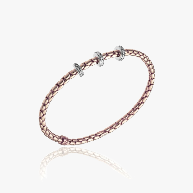 Chimento Stretch Spring Bracelet (Small, 3 Disc) in 18k Rose Gold with White Diamonds