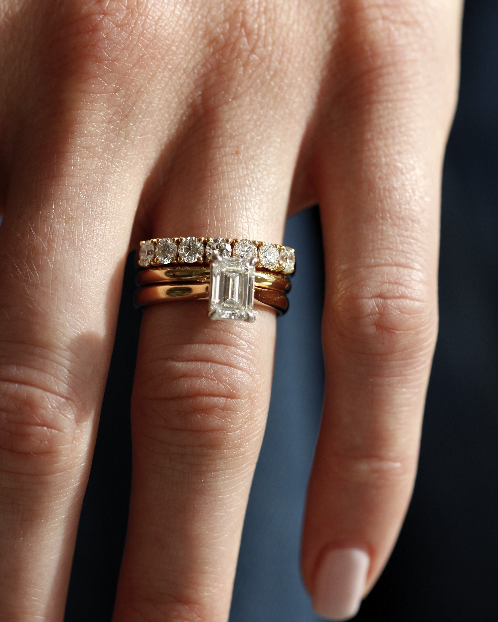 Classico Emerald Solitaire Diamond Engagement Ring in White Gold