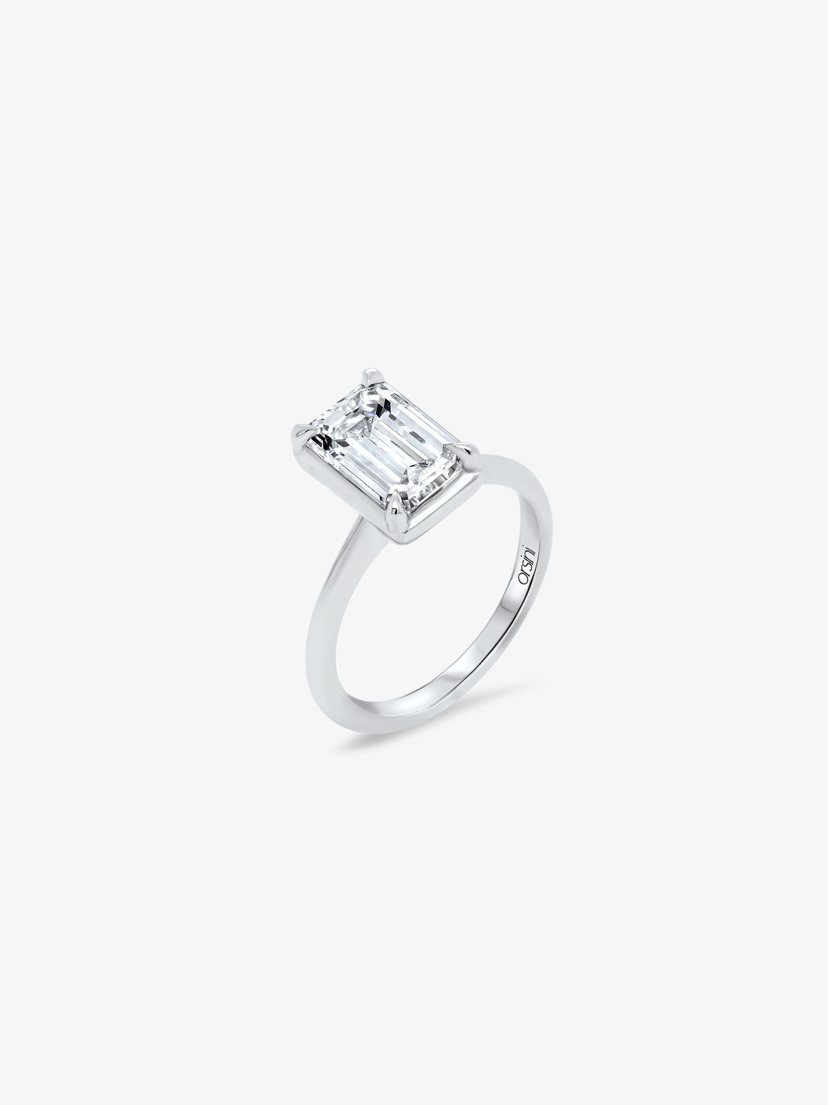 Classico Emerald Solitaire 3ct Diamond Engagement Ring in White Gold