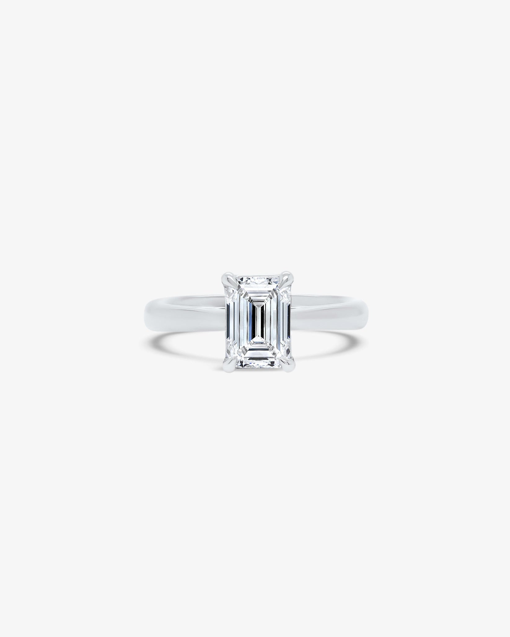 Classico Emerald Solitaire Diamond Engagement Ring in White Gold