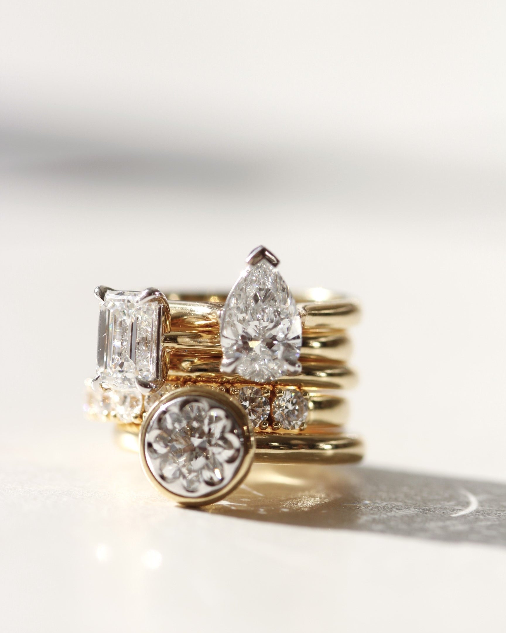 stack of diamond rings
