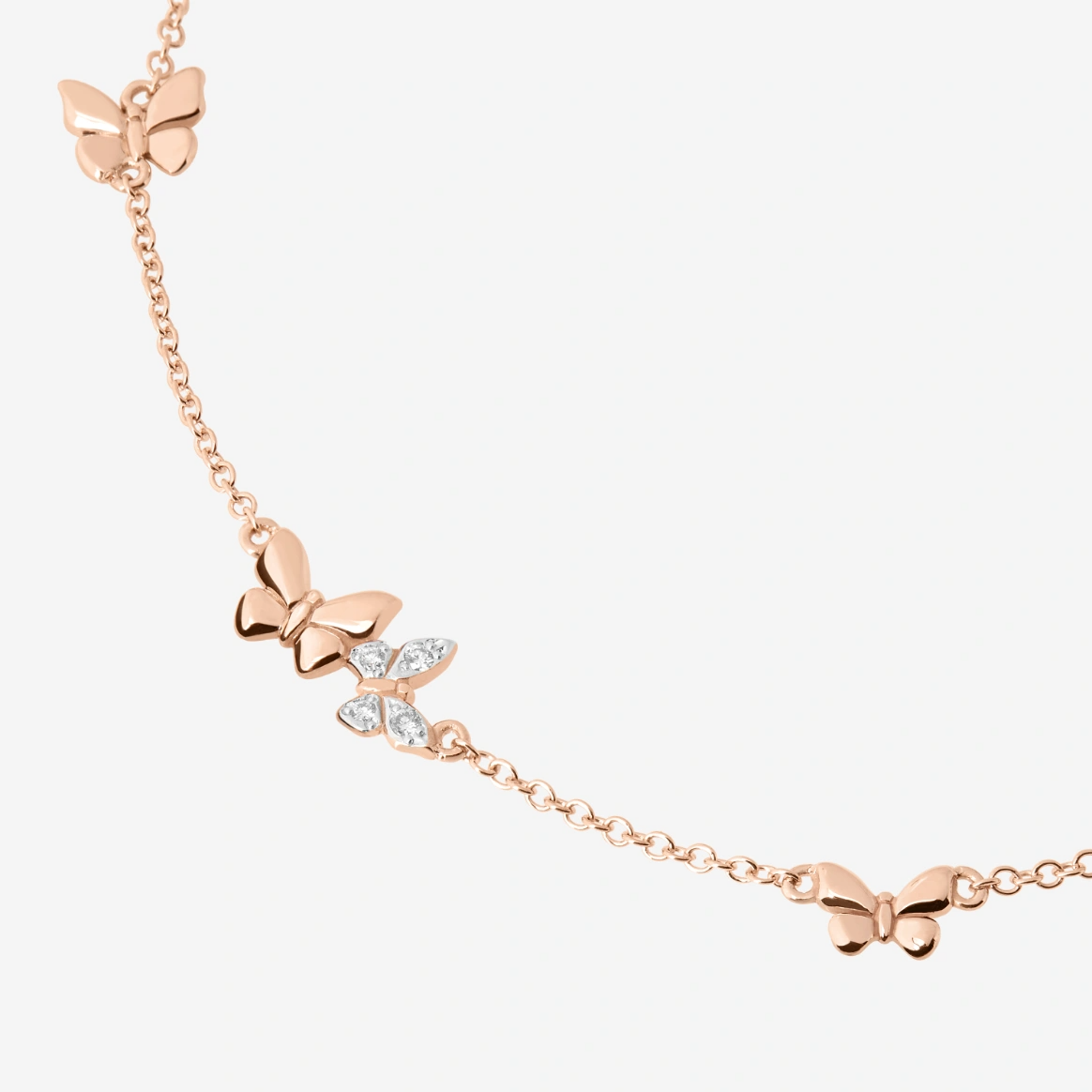 Dodo Butterfly Necklace in 9k Rose Gold with Diamonds and Blue Sapphires - Orsini Jewellers