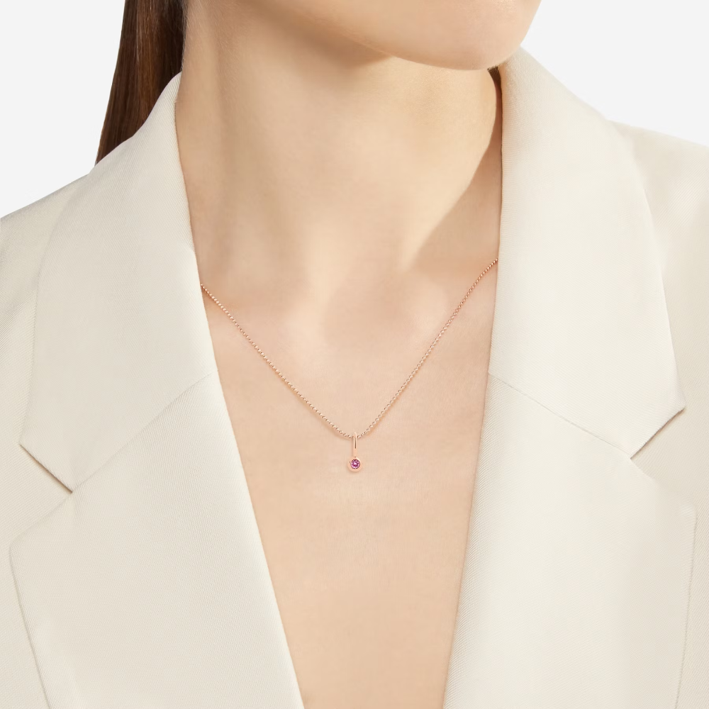 dodo bollicine pink sapphire and rose gold pendant