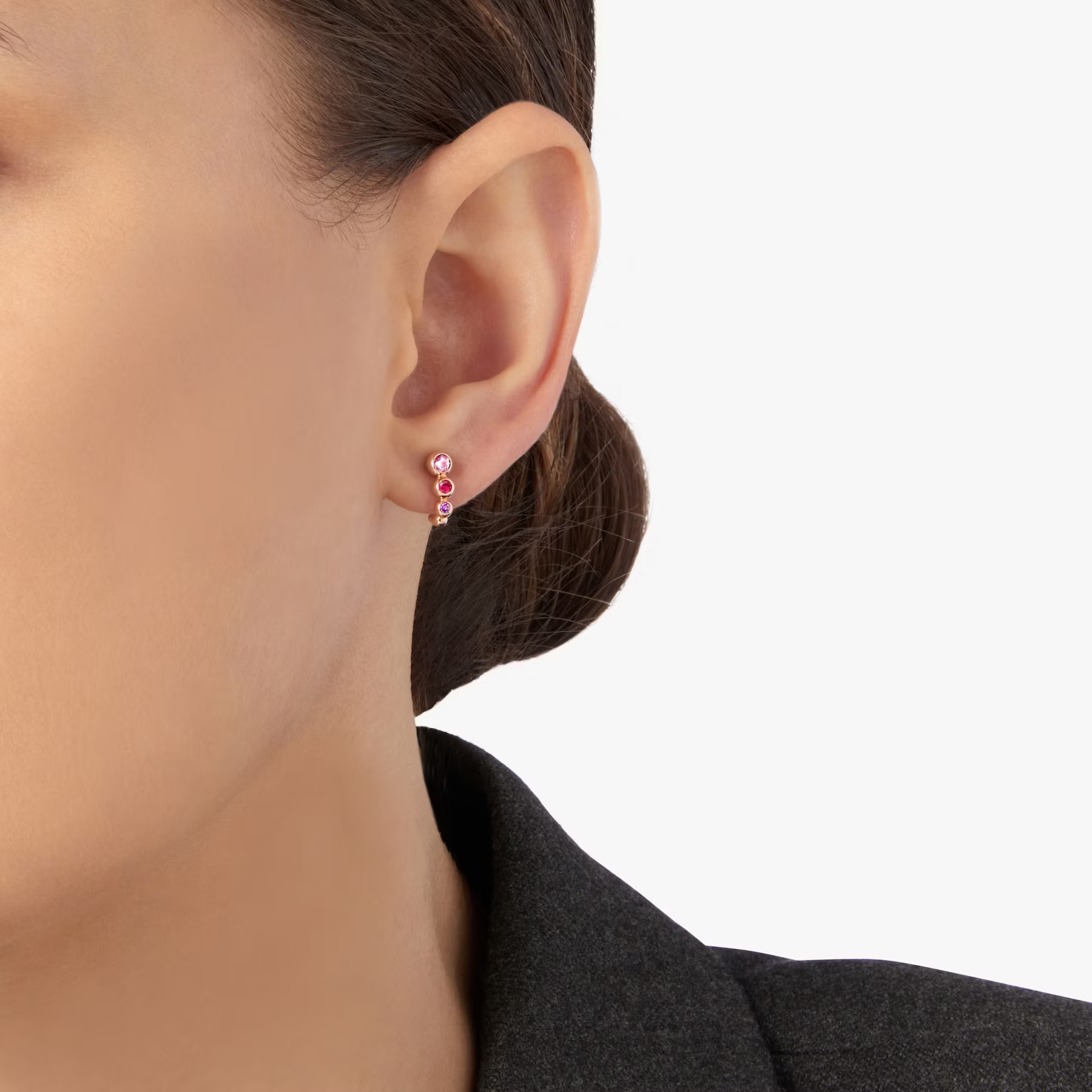 DoDo BOLLICINE Pink Gemstone Earrings in Rose Gold