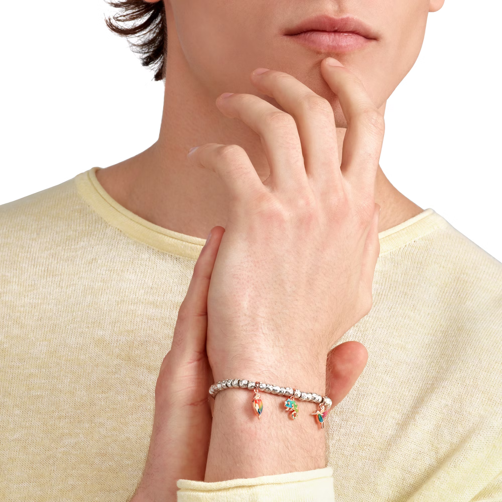 DoDo Charm HUMMINGBIRD Rainbow Enamel & 9kt Rose Gold DMC5008-COLIB-EMX9R