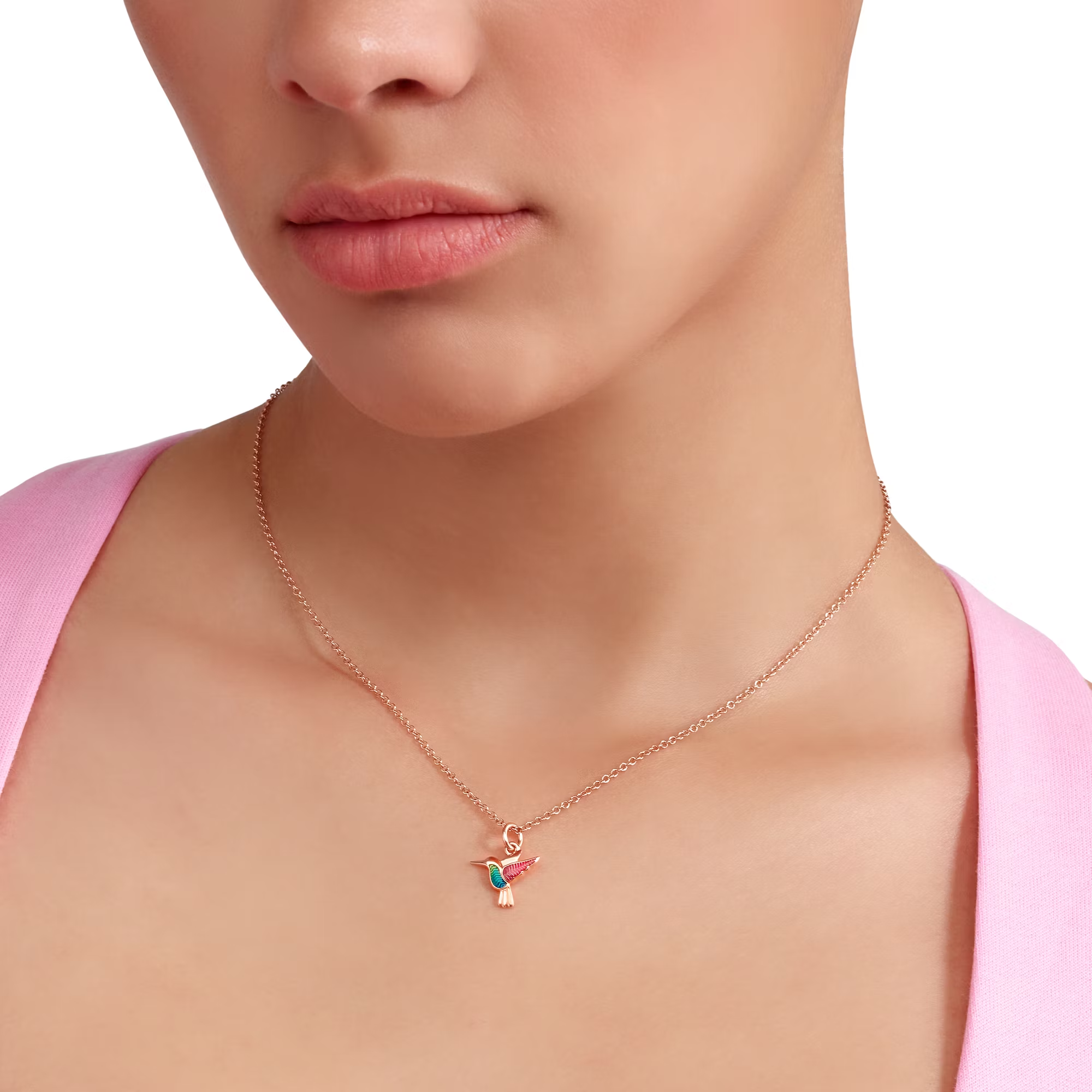 DoDo Charm HUMMINGBIRD Rainbow Enamel & 9kt Rose Gold DMC5008-COLIB-EMX9R