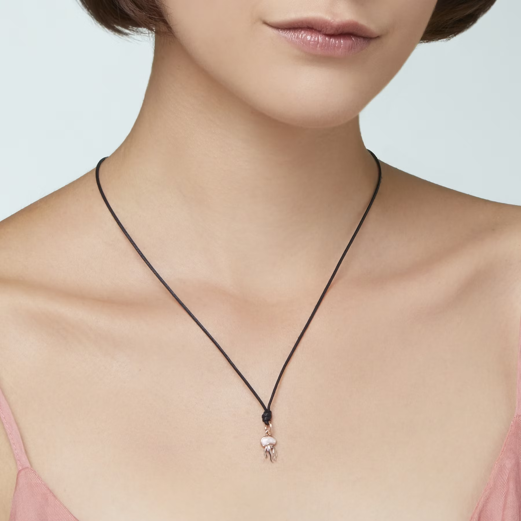 DoDo Charm JELLYFISH Lilac Pearl Enamel & 9kt Rose Gold