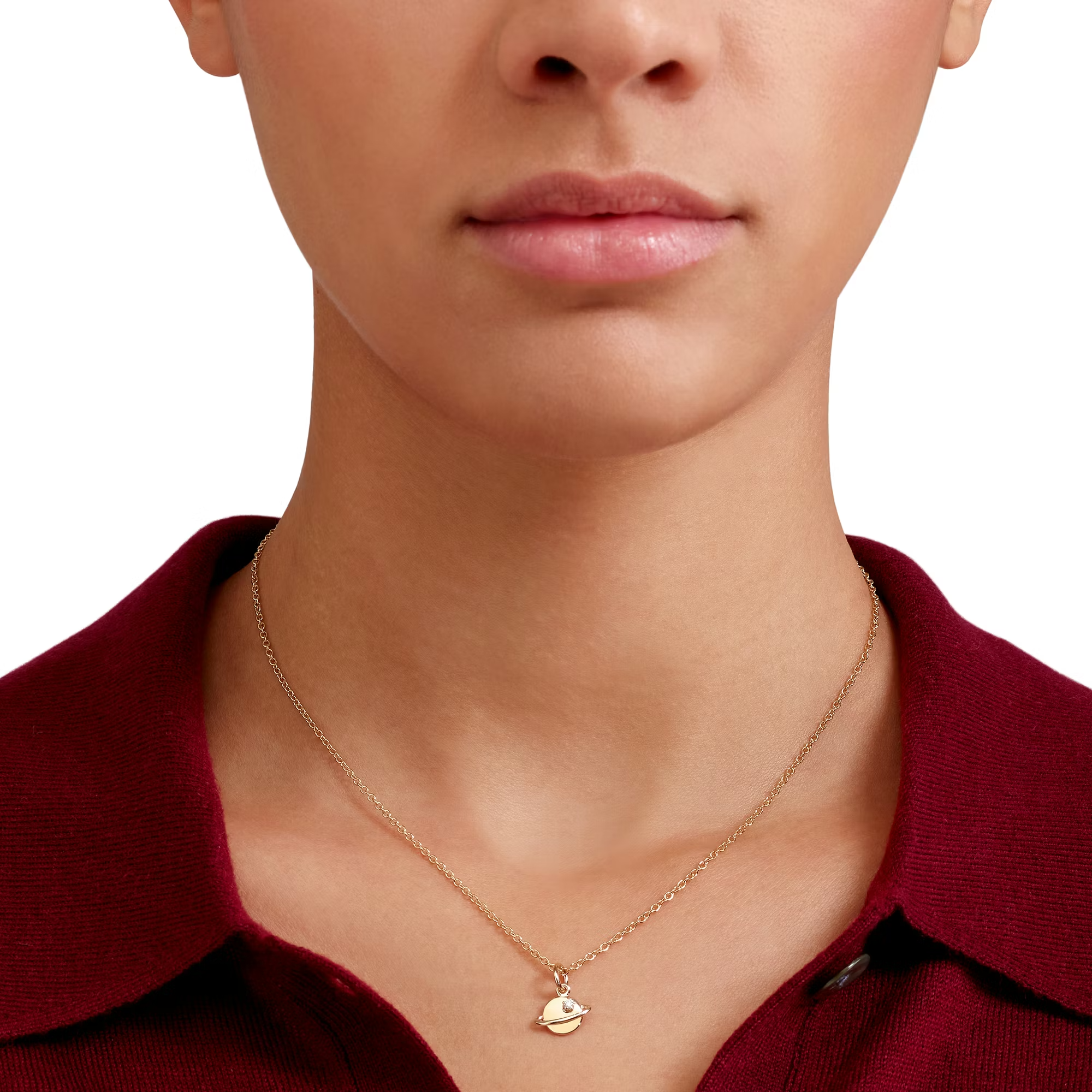 DoDo Charm PLANET 9kt Yellow Gold with Diamond on model