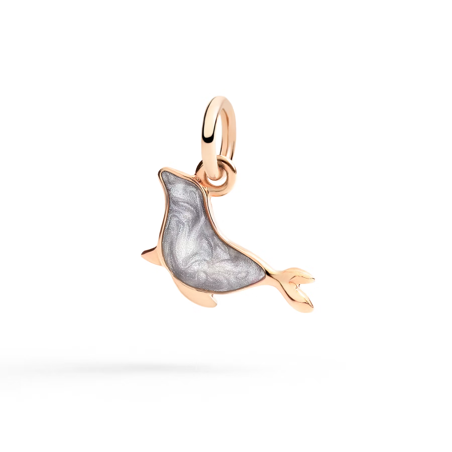 DoDo Charm SEAL Grey Pearl Enamel & 9kt Rose Gold