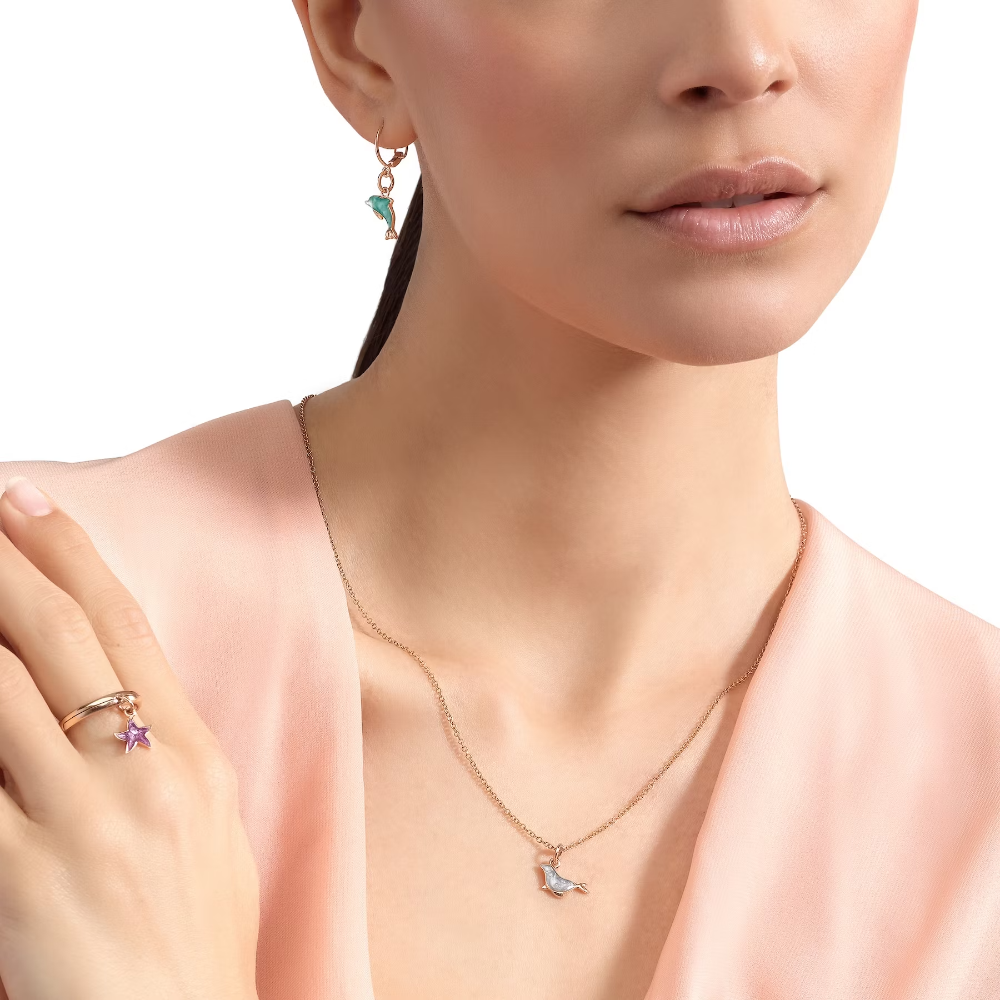 DoDo Charm SEAL Grey Pearl Enamel & 9kt Rose Gold