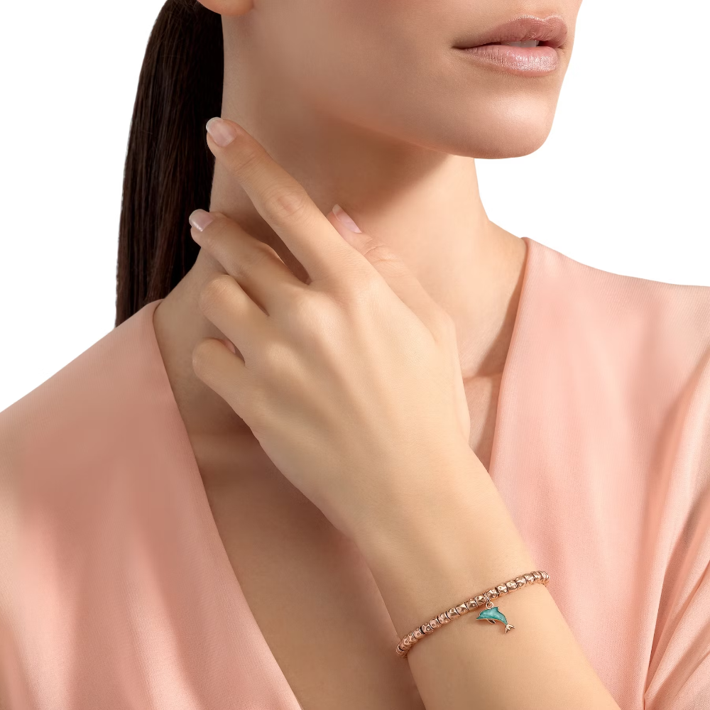 DoDo Dolphin Charm in Blue Mother of Pearl Enamel DMC4010-DOLPS-EPT9R