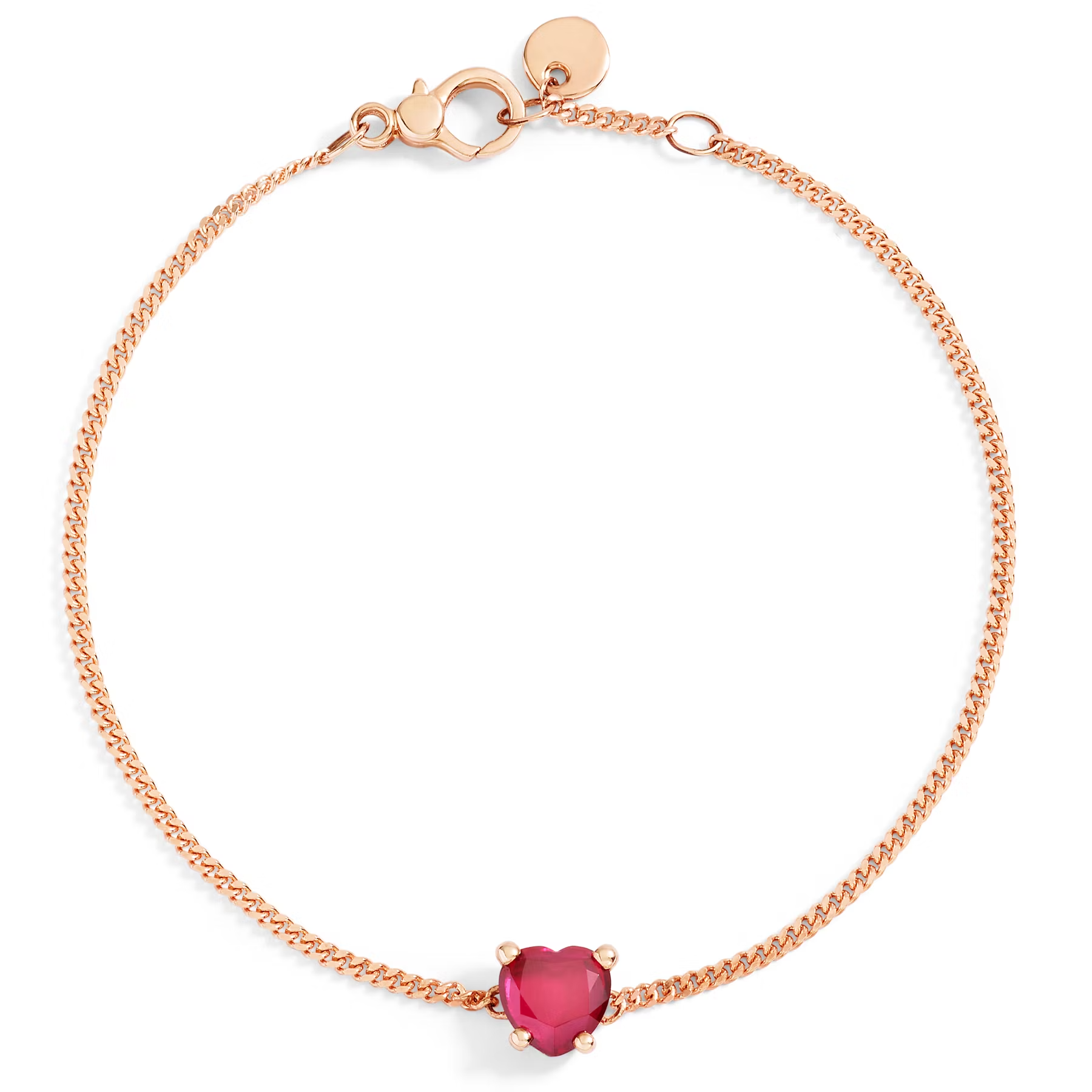 DoDo Heart Bracelet in 9K Rose Gold with Synthetic Ruby