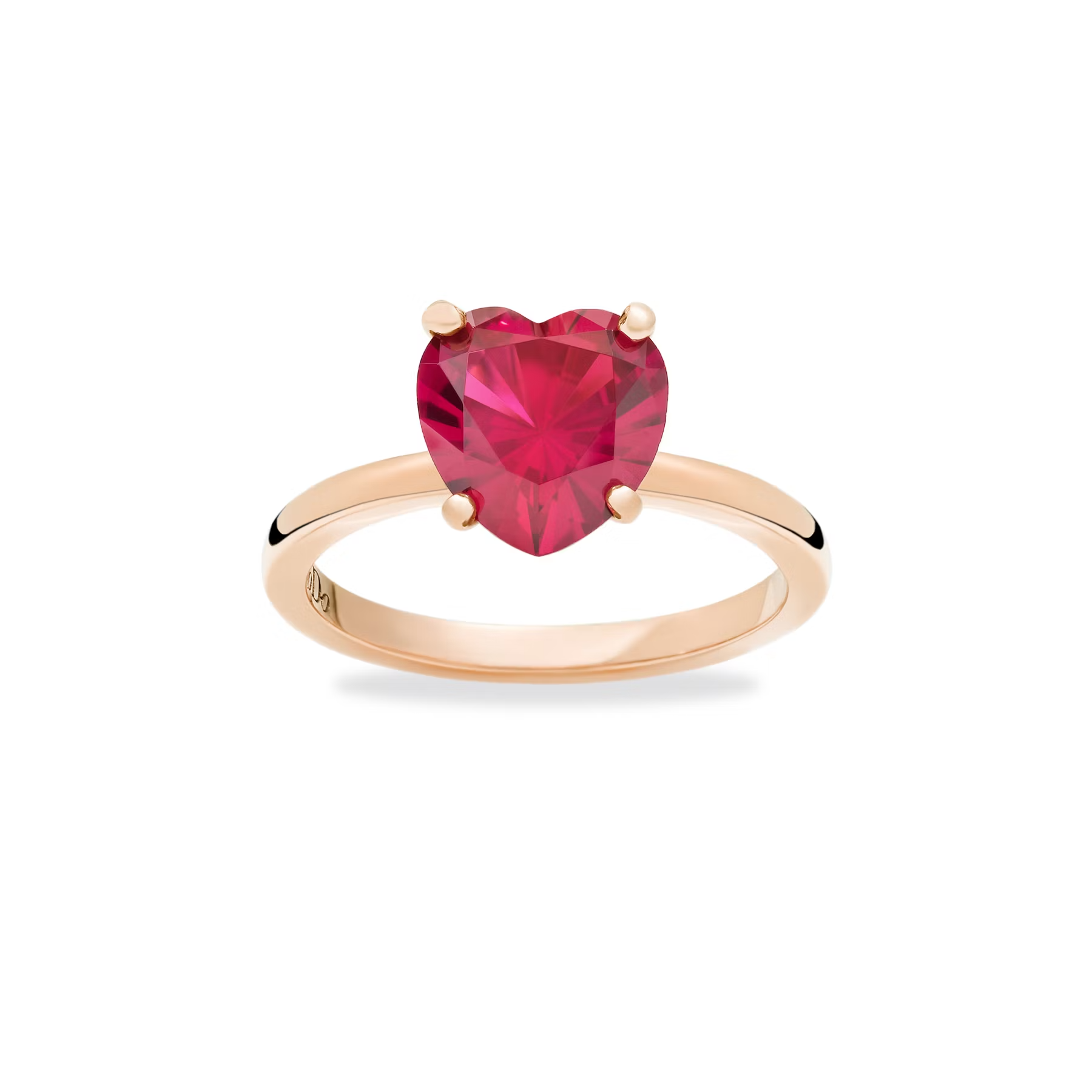 DoDo Heart Ring in 9K Rose Gold and Synthetic Ruby