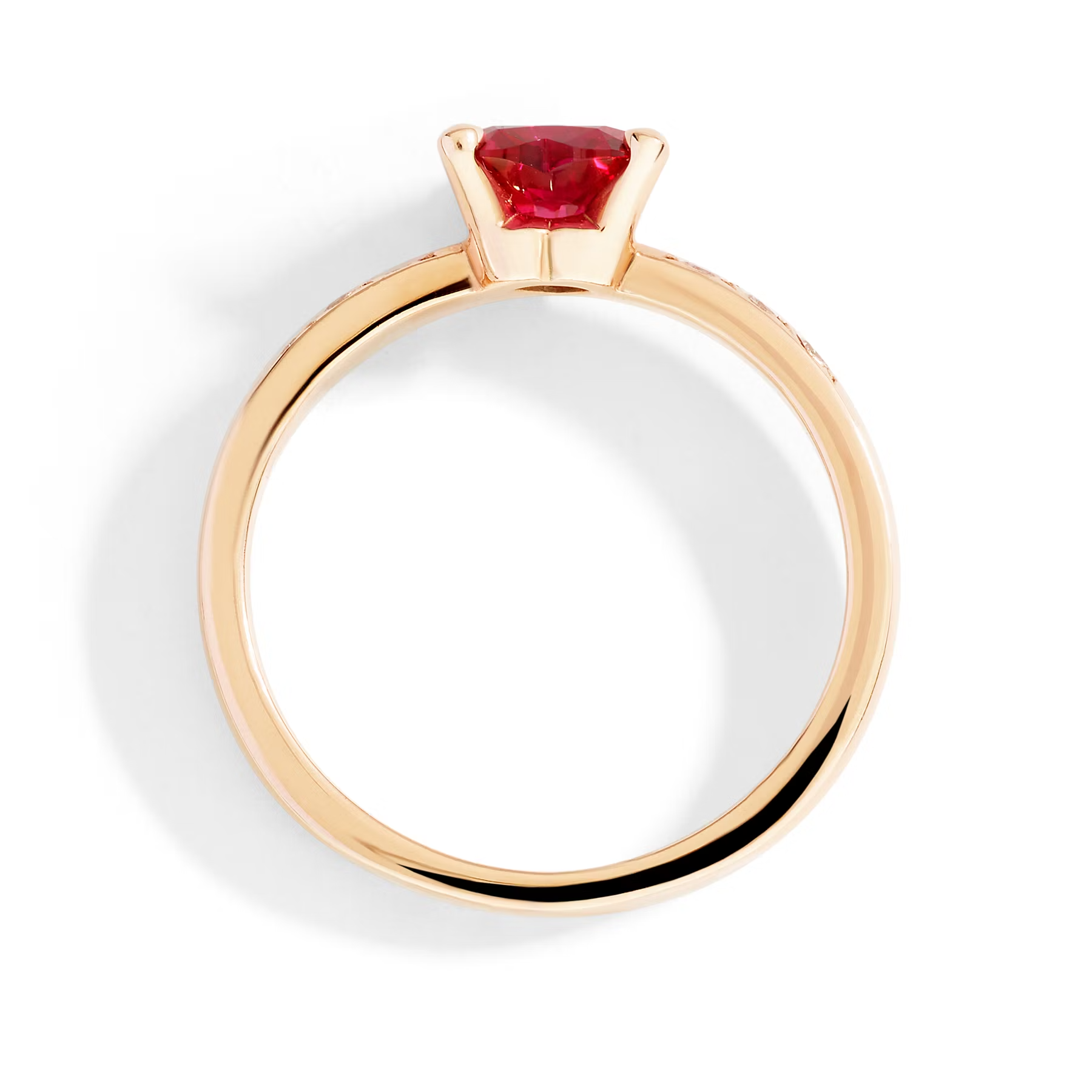 DoDo Heart Ring in 9K Rose Gold and Synthetic Ruby and Diamonds