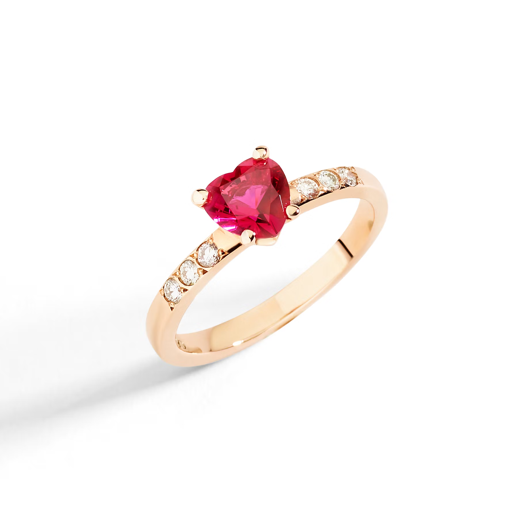 DoDo Heart Ring in 9K Rose Gold and Synthetic Ruby and Diamonds