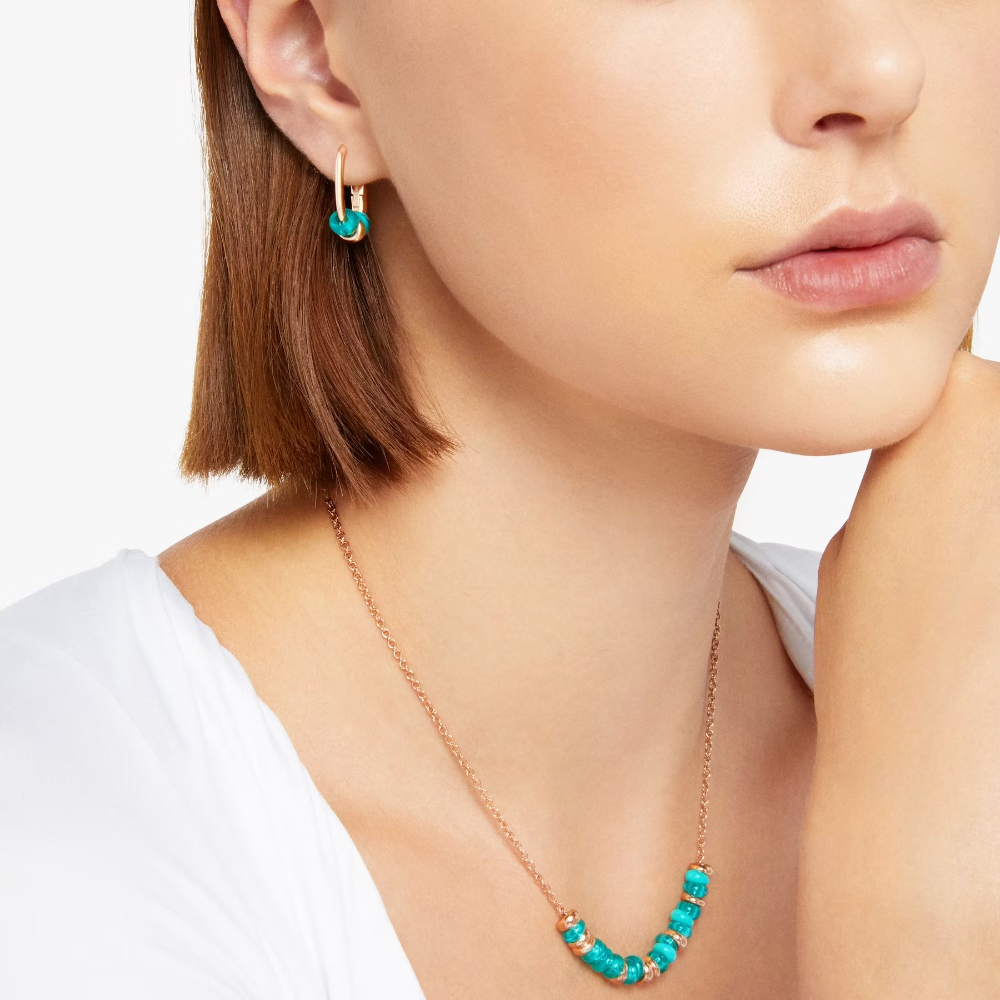 DoDo RONDELLE 9k Rose Gold Hoop Earrings with Recycled Plastic Beads DHC2005-RONDE-VERAG