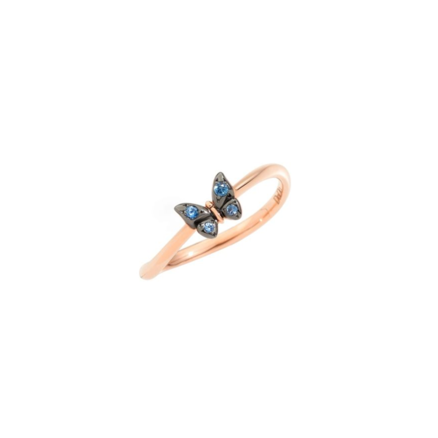 DoDo Ring Butterfly 9k Rose Gold with Blue Sapphires