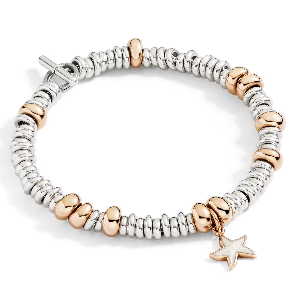 DoDo Rondelle Bracelet in Silver with Rose Gold Beads DBC4001-RONDE-00RAG