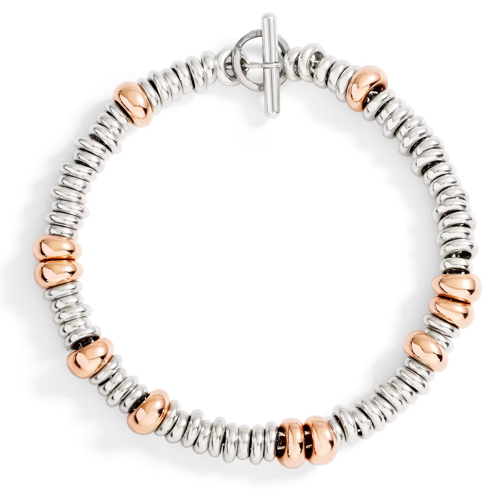 DoDo Rondelle Bracelet in Silver with Rose Gold Beads