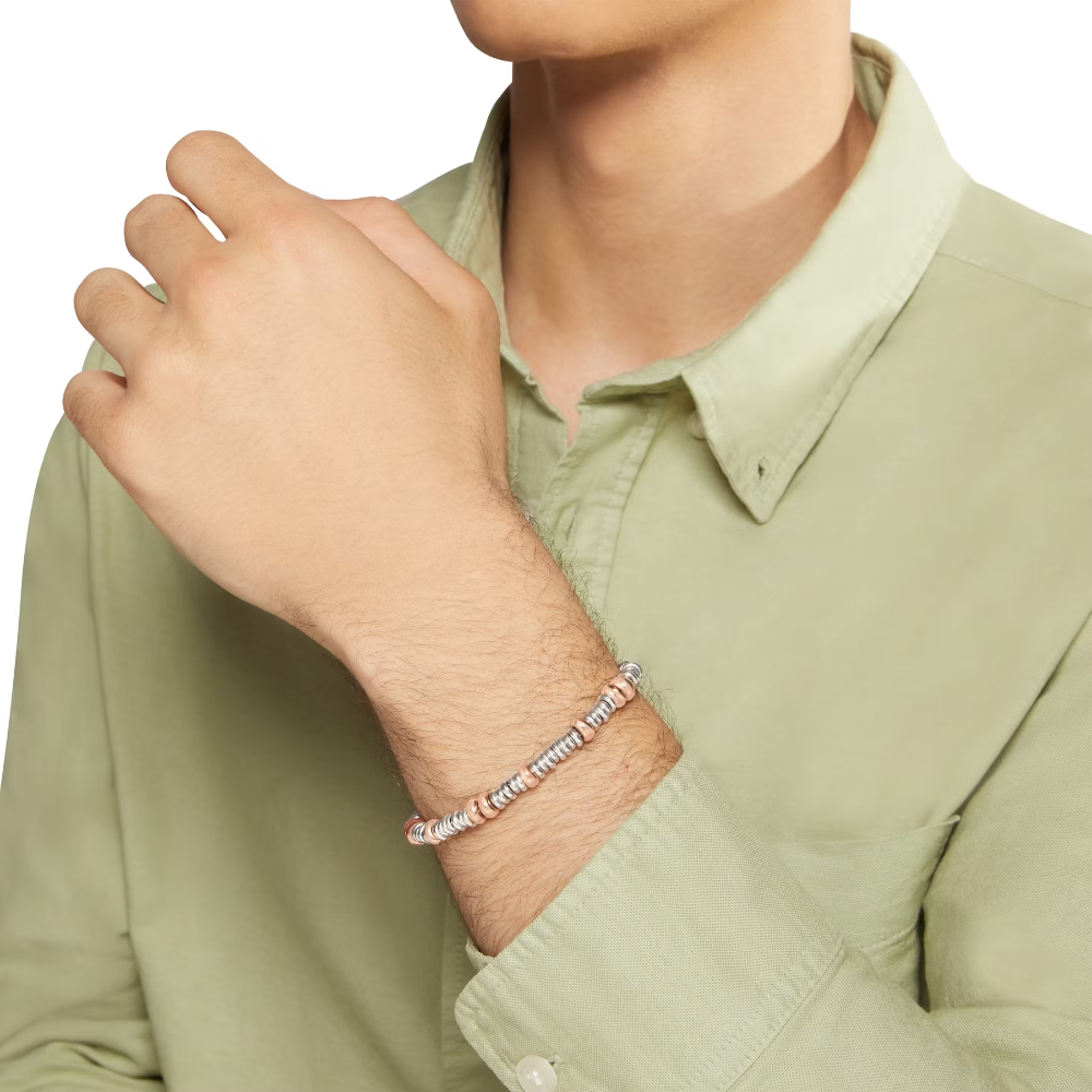 DoDo Rondelle Bracelet in Silver with Rose Gold Beads DBC4001-RONDE-00RAG