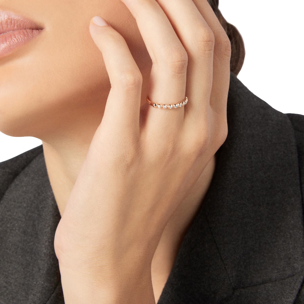 Dodo Bollicine Diamond Ring in 9K Rose Gold