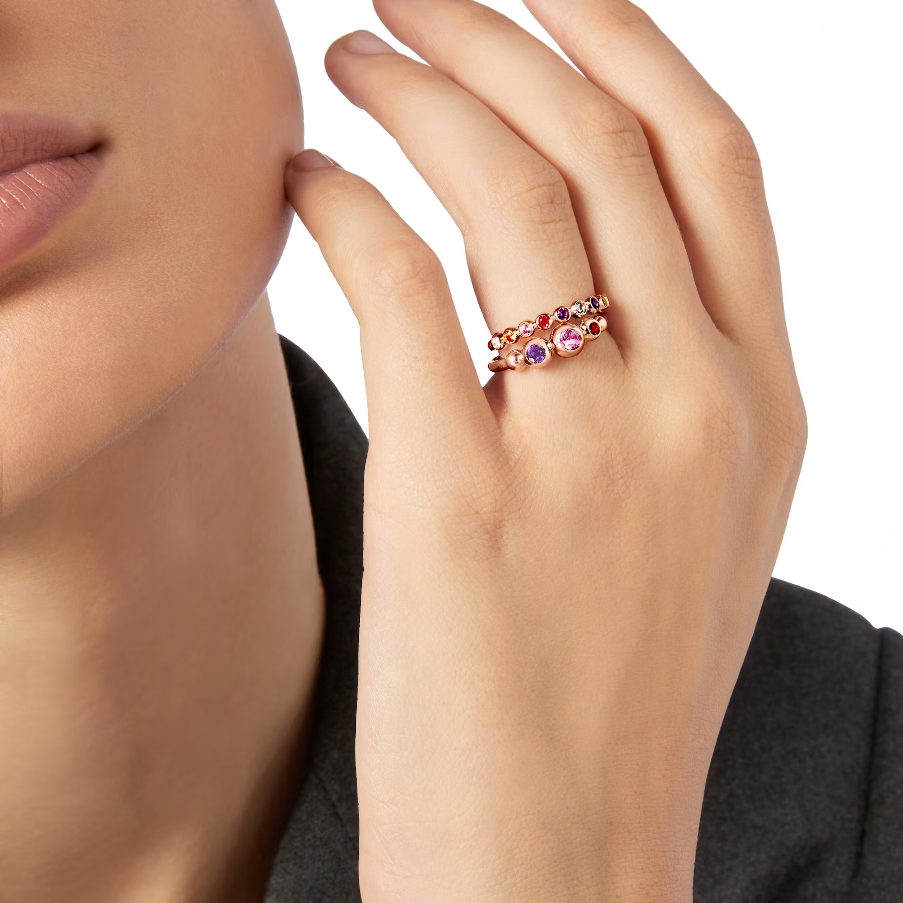 Dodo Bollicine Gemstone Ring in 9K Rose Gold