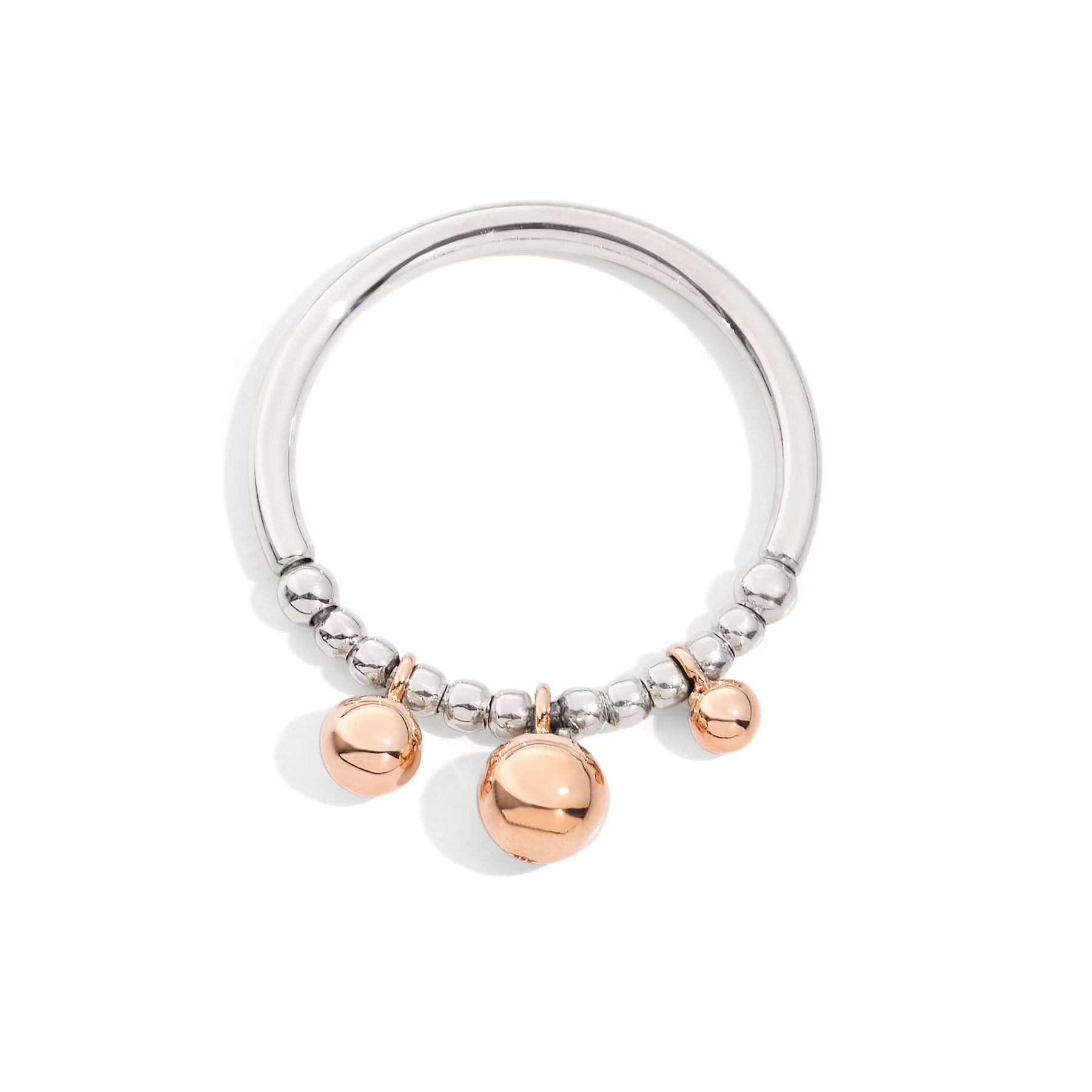 Dodo Bollicine Ring in Sterling Silver with Rose Gold and Silver Spheres