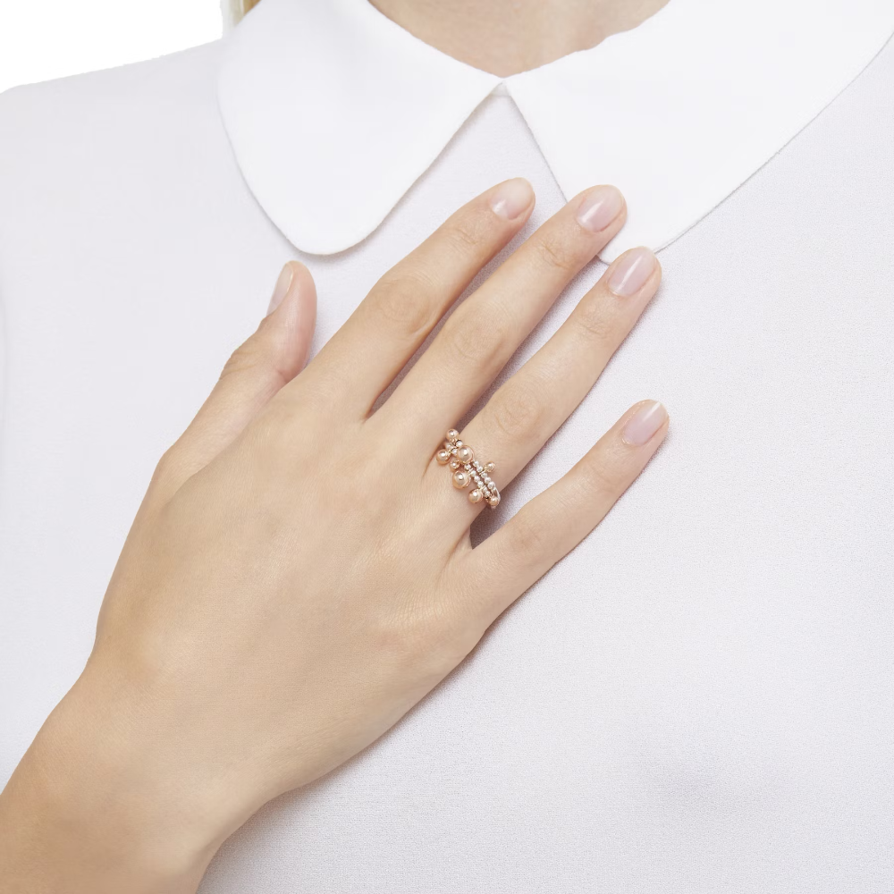 Dodo Bollicine Ring in Sterling Silver with Rose Gold and Silver Spheres