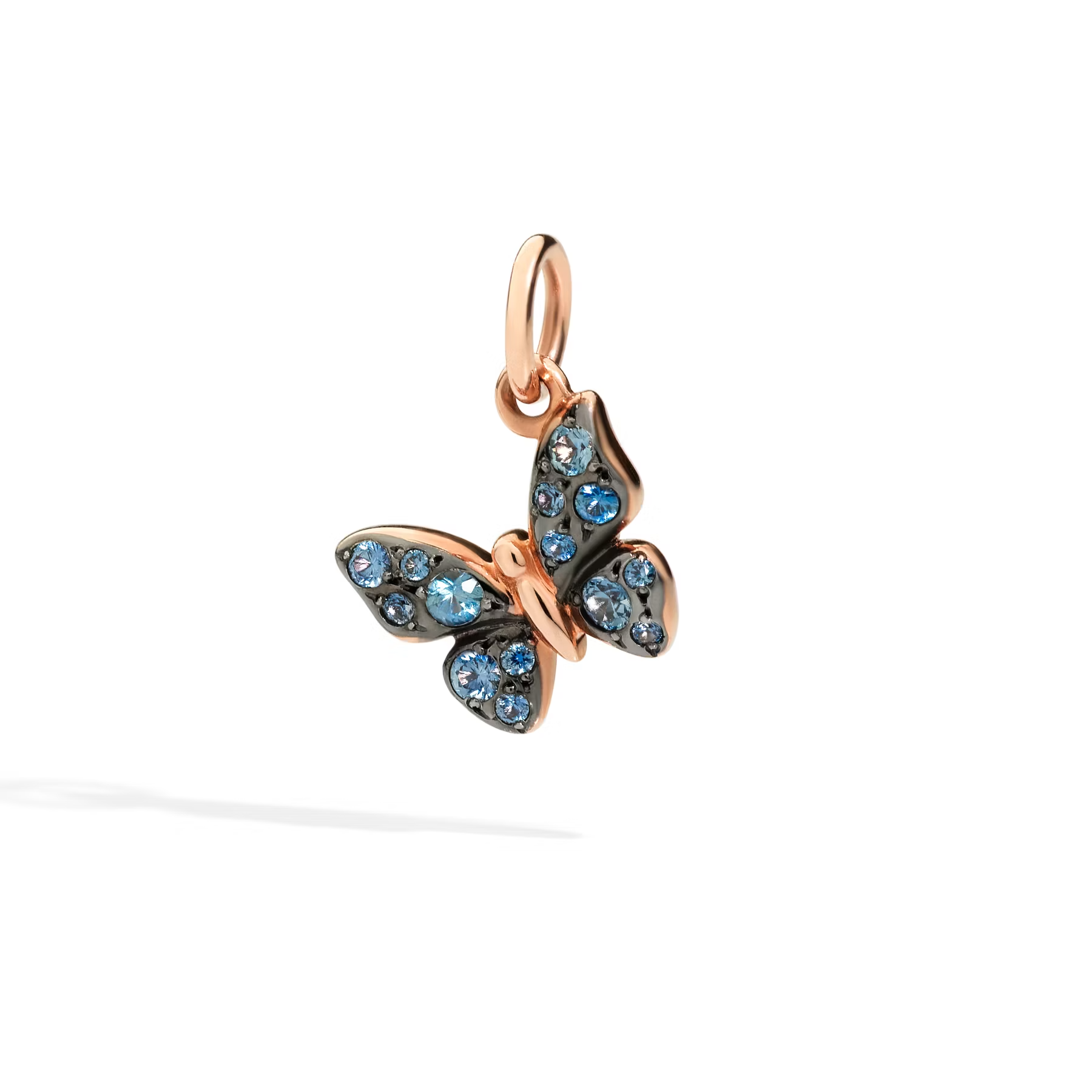 Dodo Butterfly Charm in 9k Rose Gold and Blue Sapphires