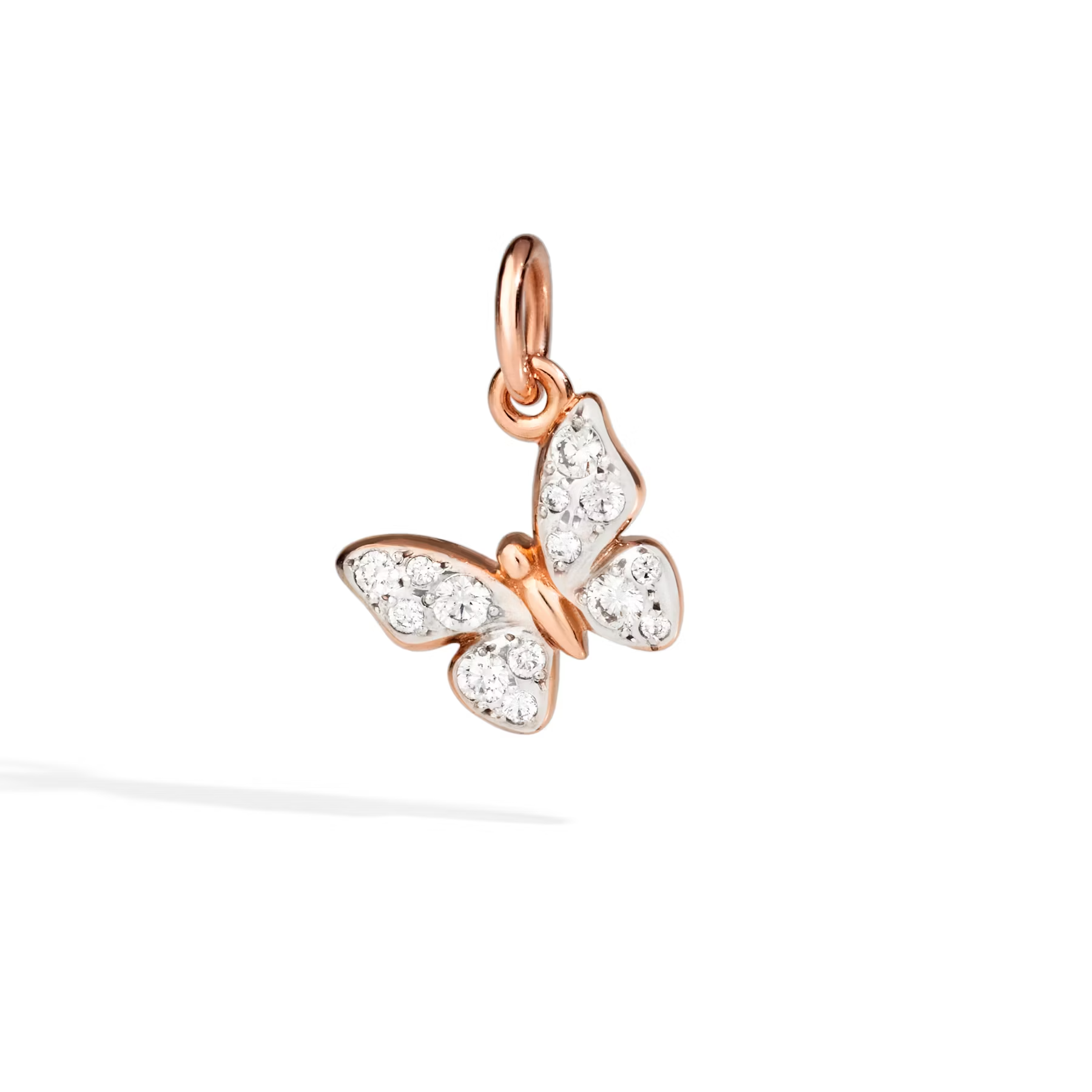 Dodo Butterfly Charm in 9k Rose Gold and White Diamonds DMC2016-BFLYS-DB09R