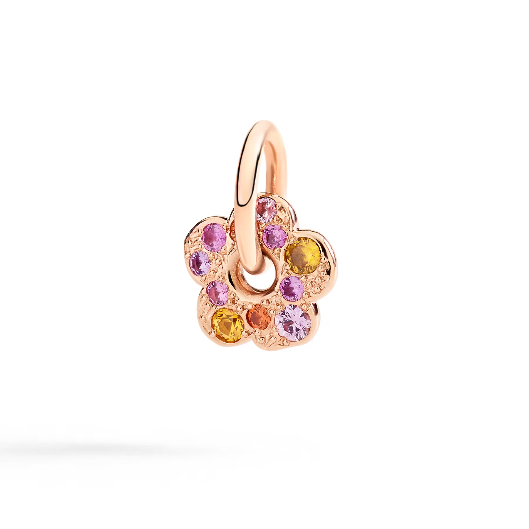 Dodo Flower Charm in 9k Rose Gold with Pink and Orange Sapphires DMC5013-FLOWS-ZRO9R