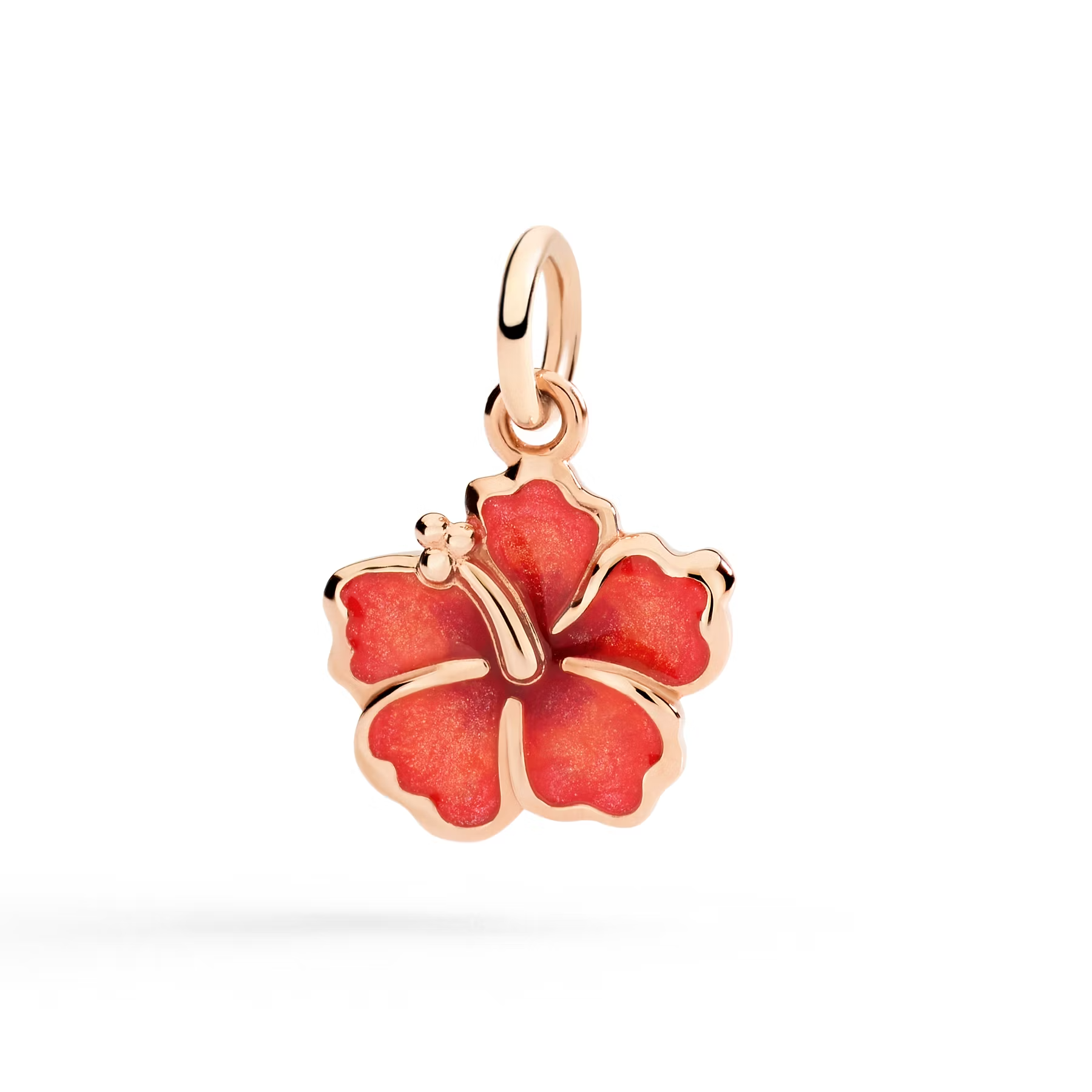 Dodo Hibiscus Flower Charm in 9k Rose Gold with Enamel