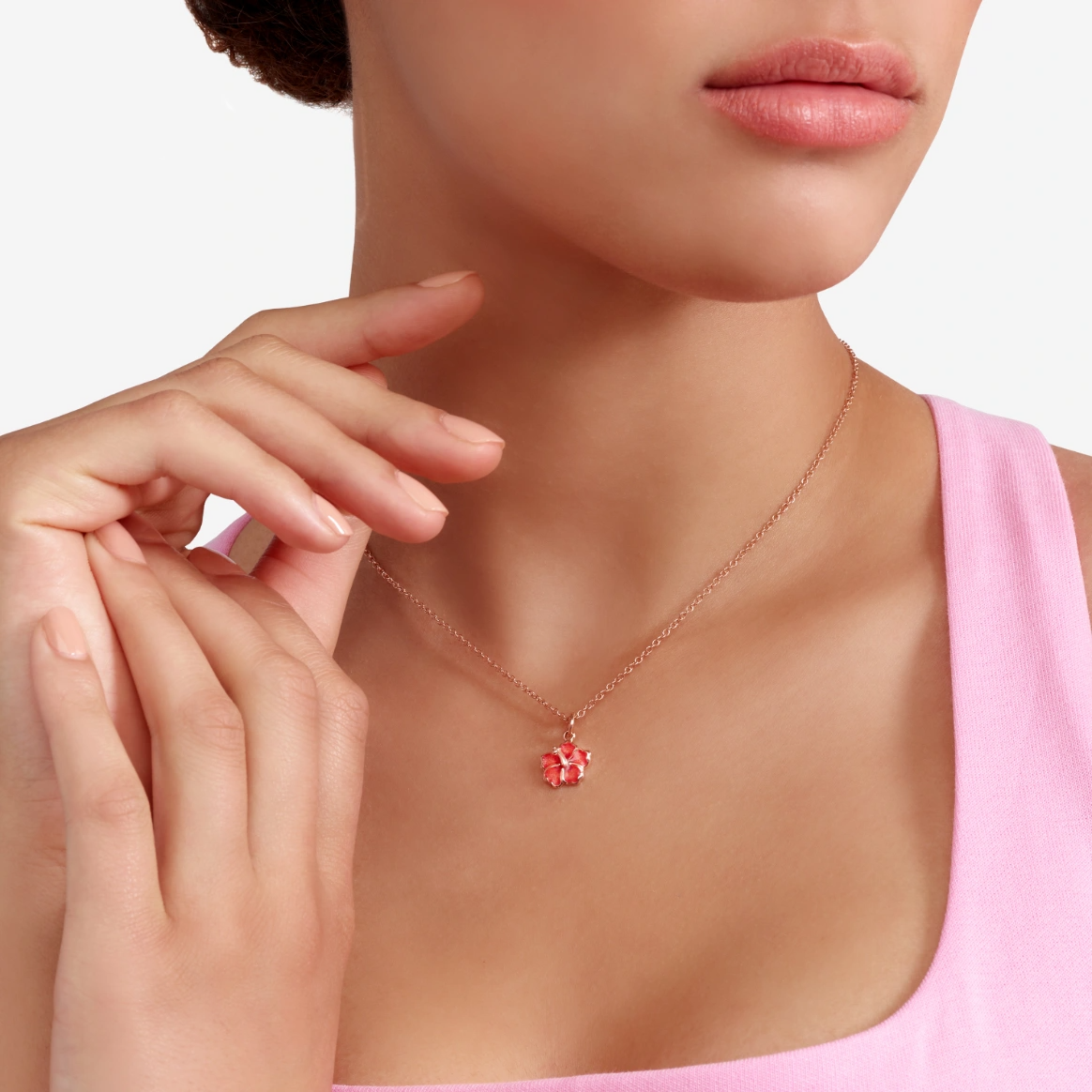 dodo charm hibiscus flower charm in 9k rose gold