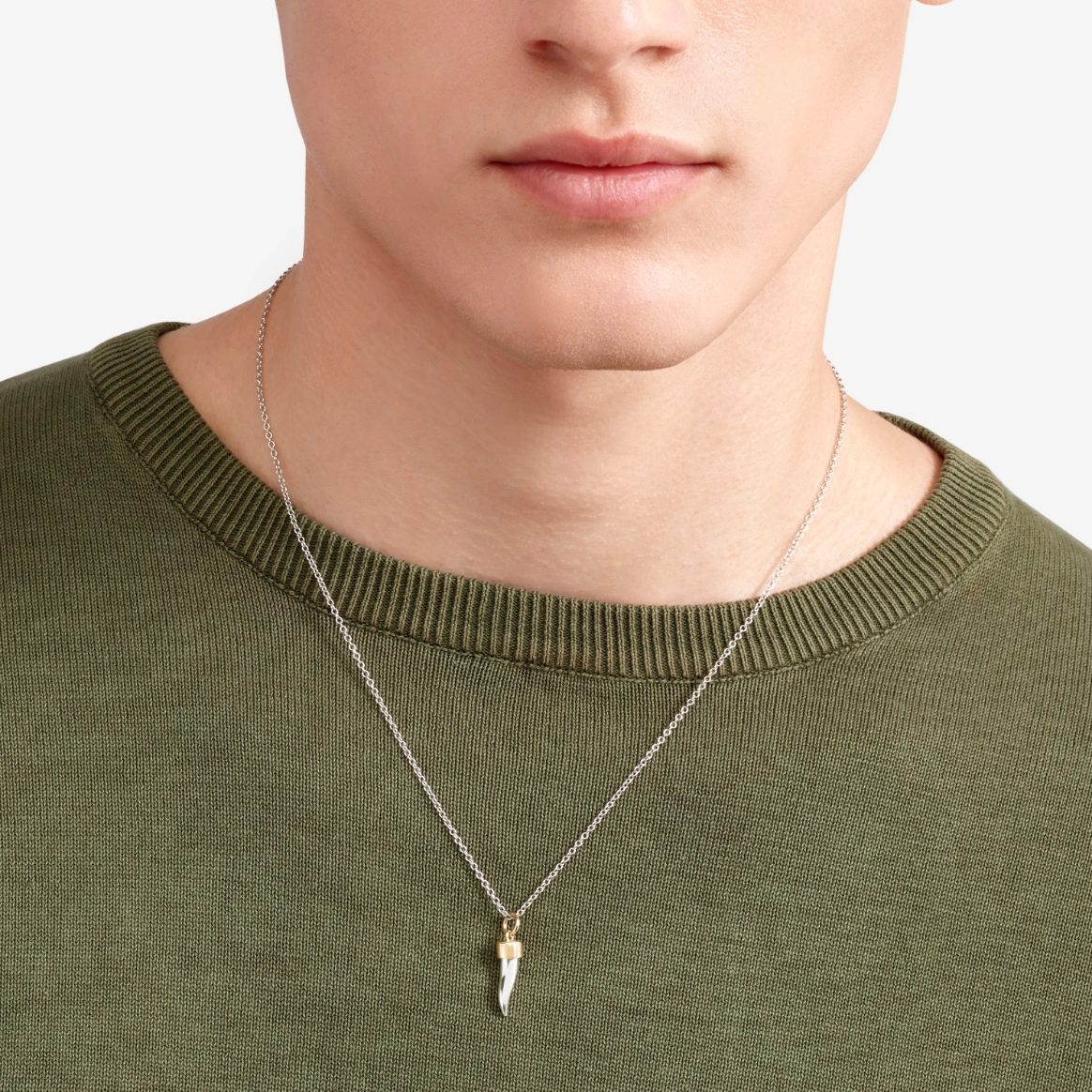 horn charm in sterling silver with 9kt yellow gold dodo italian designer jewellery