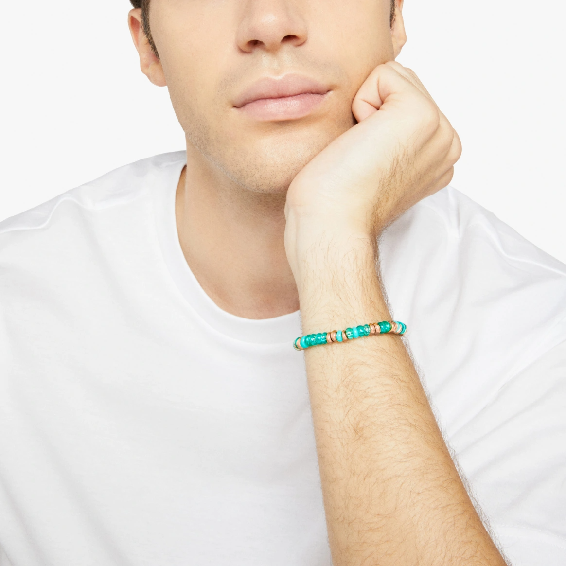 dodo rondelle bracelet in 9kt rose gold with recycled plastic beads