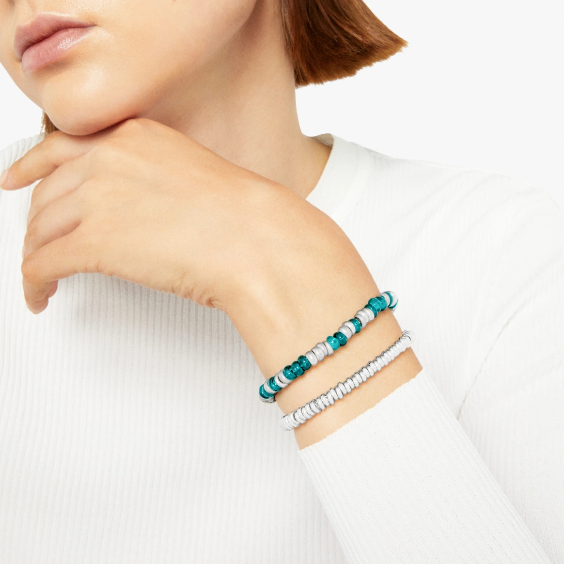 dodo rondelle bracelet in sterling silver with recycled plastic beads