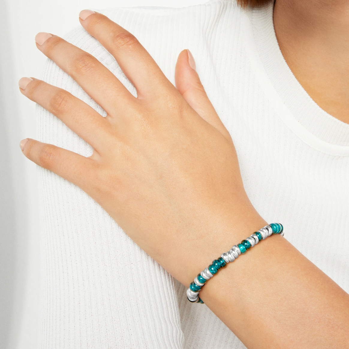 dodo bracelet in sterling silver with recycled plastic beads rondelle collection