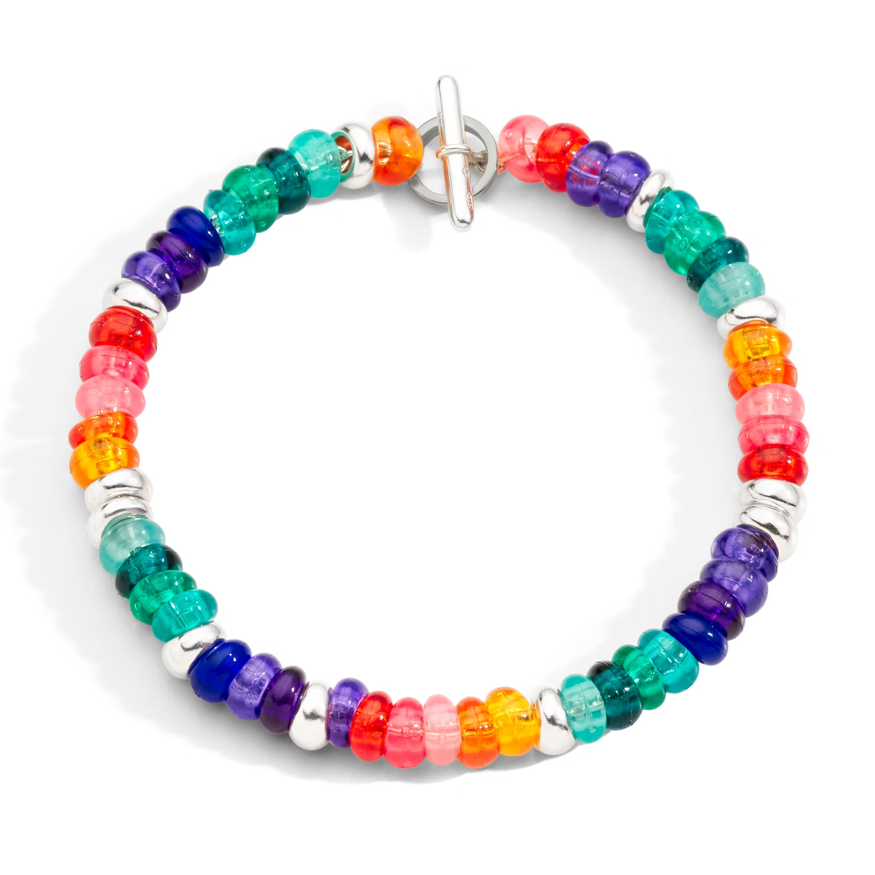 Dodo Rondelle Bracelet in Sterling Silver with Recycled Plastic (Rainbow) DBC2004-RONDE-RN0AG