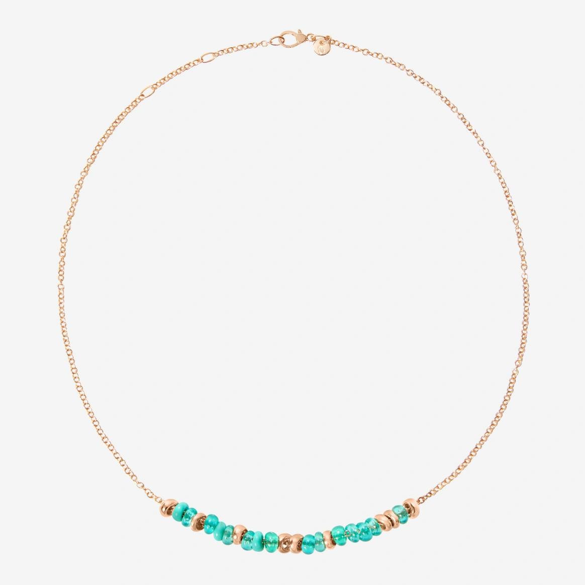 dodo rondelle necklace in 9kt gold with recycled plastic beads rose gold
