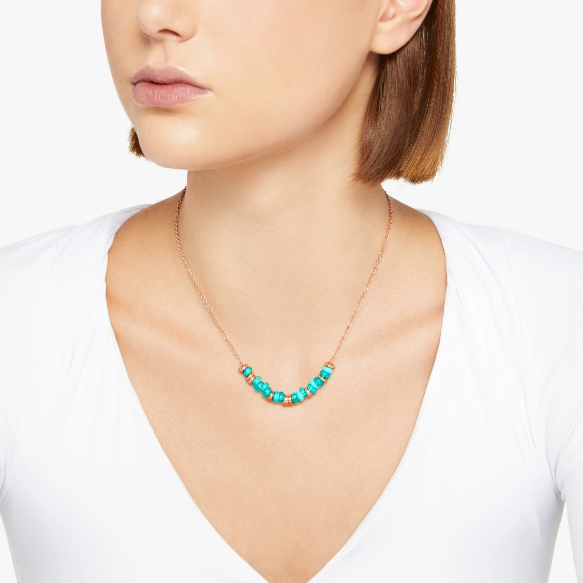 dodo rondelle necklace in 9kt rose gold with recycled plastic