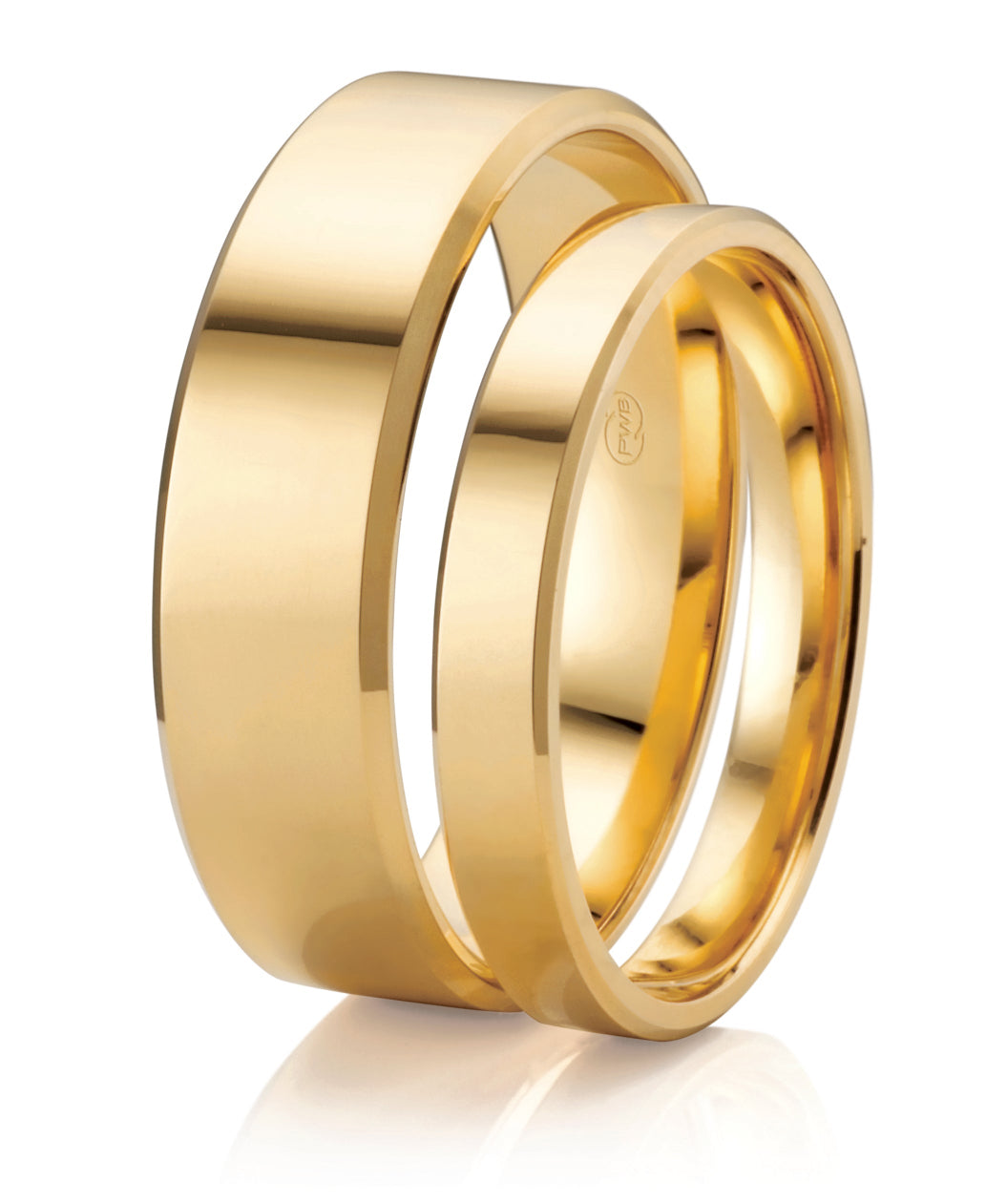 Mens Gold Wedding Ring Flat Bevel Profile