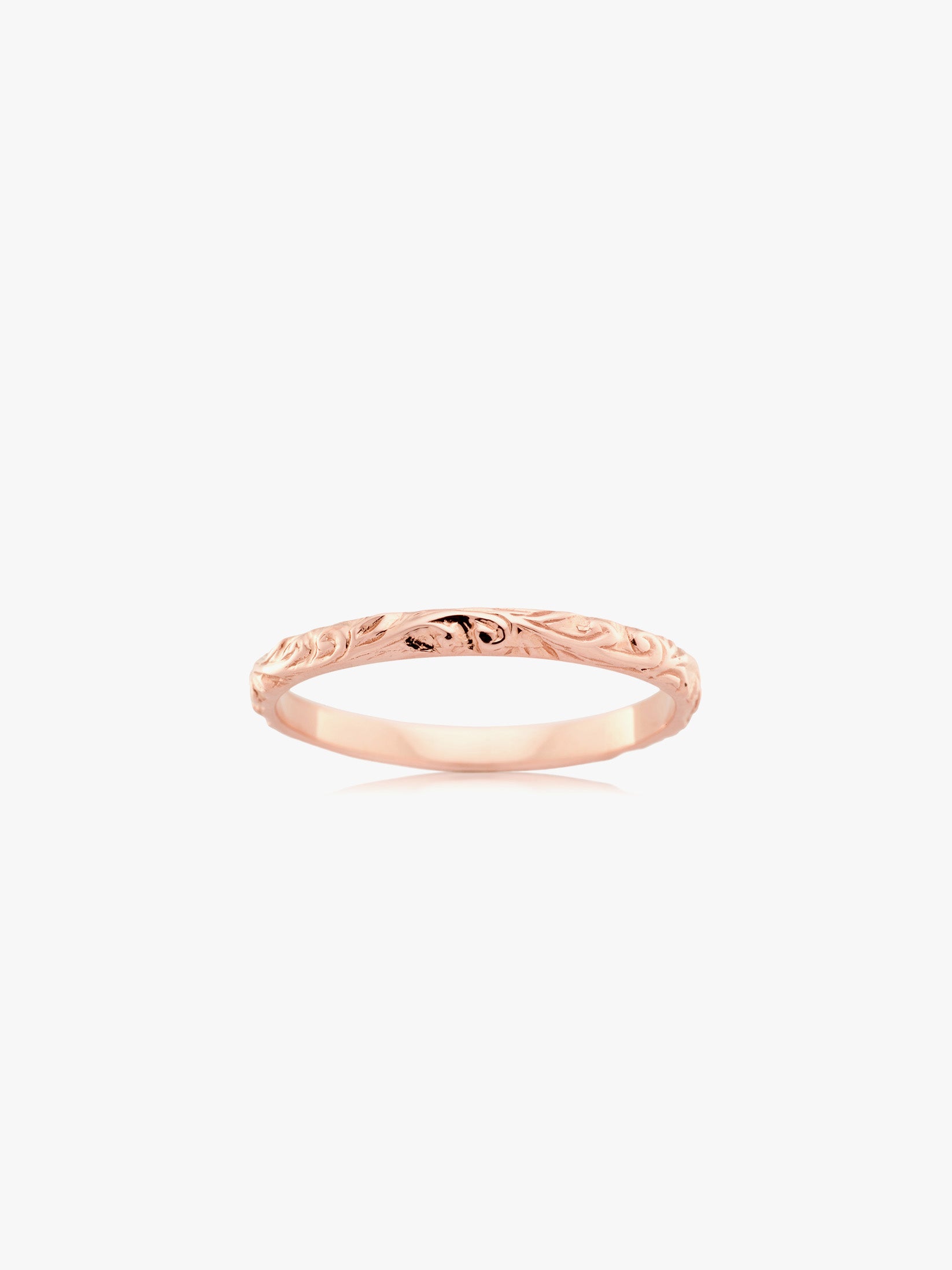 Fine Patterned Wedding Band in Rose Gold