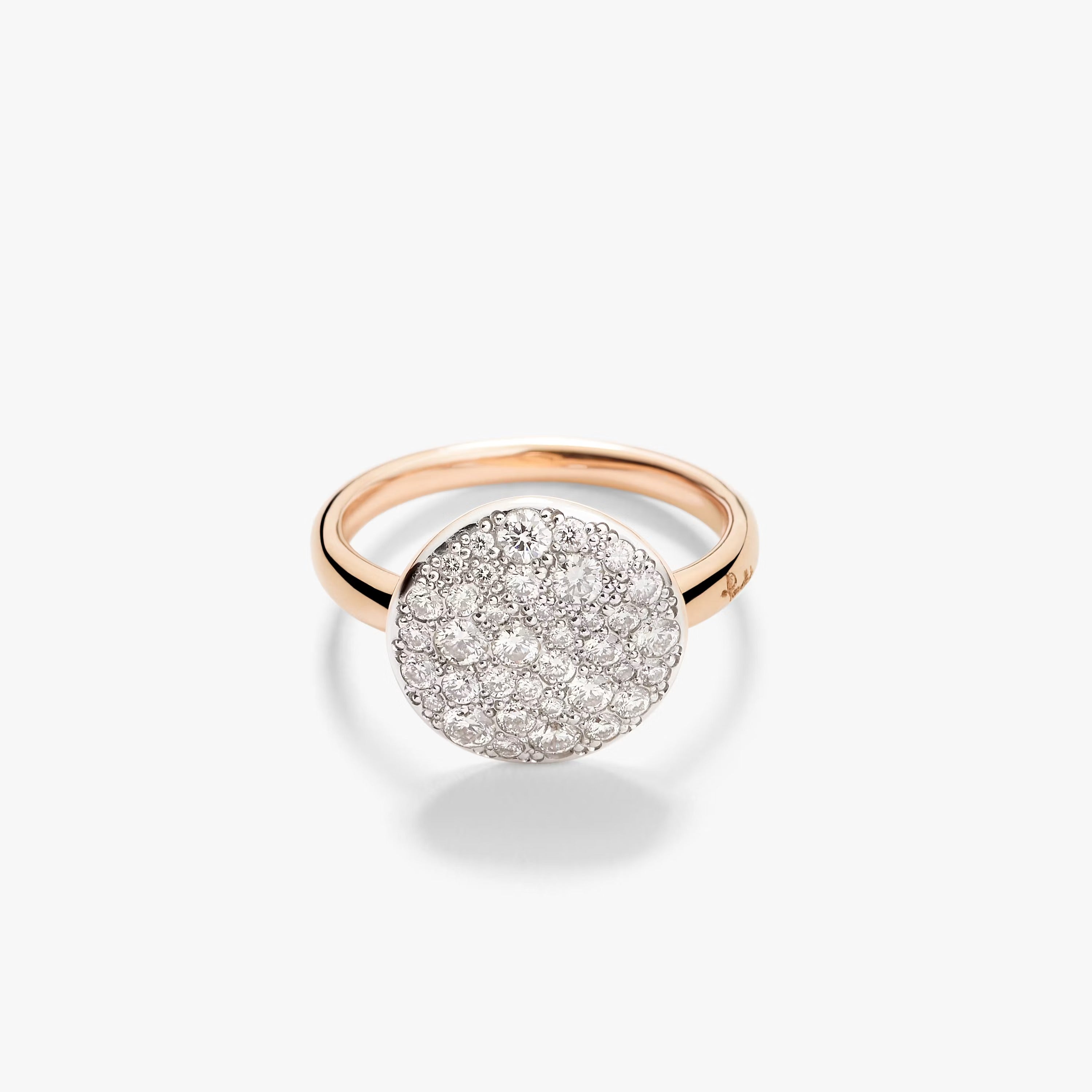 Pomellato Sabbia Ring in 18k Rose Gold with White Pave Diamonds large
