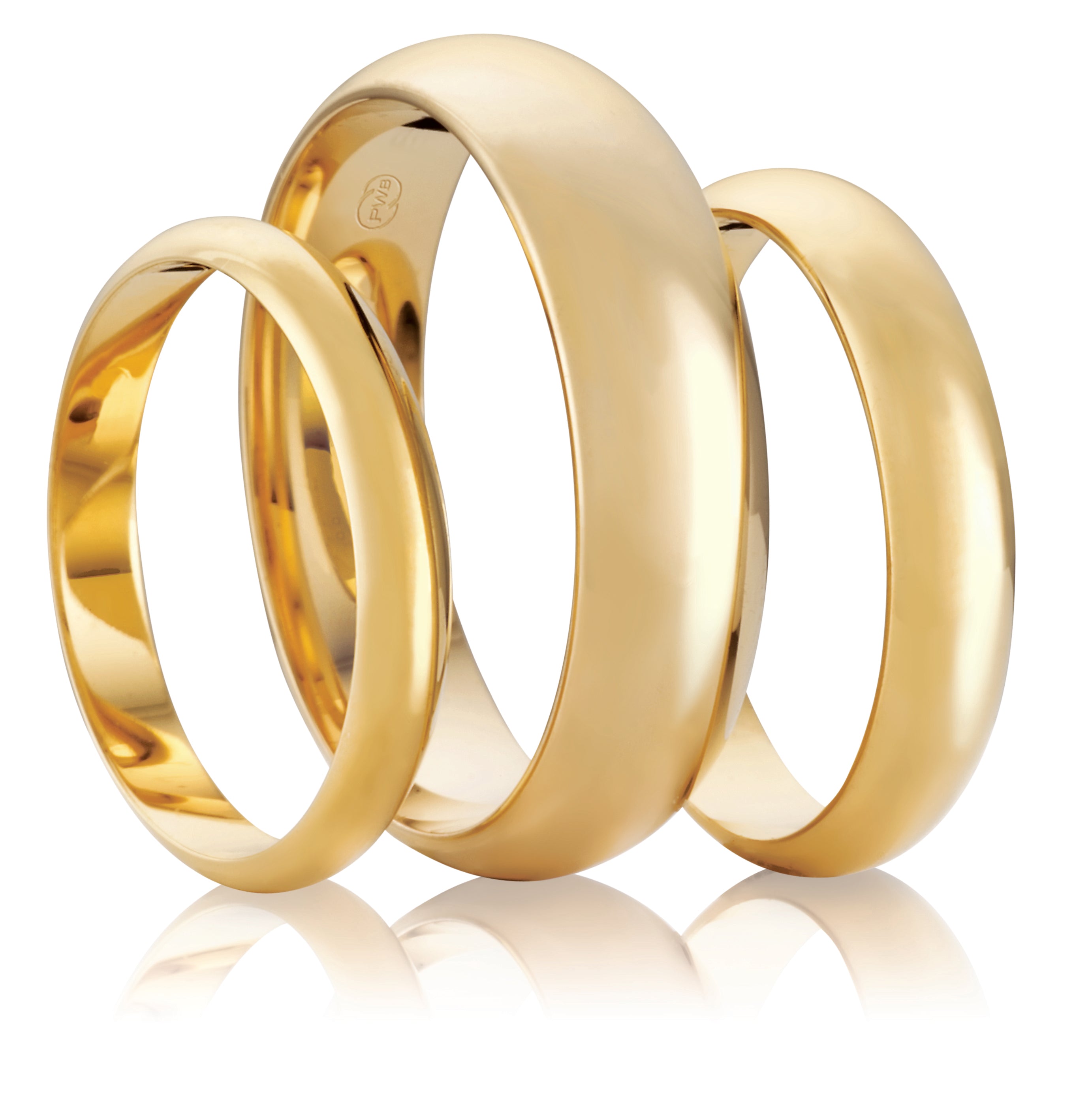 Classic mens and womens gold wedding rings