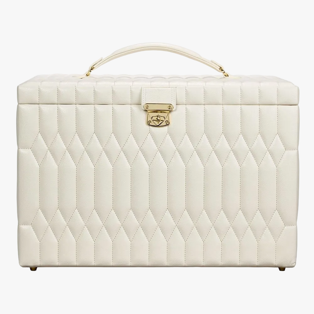 WOLF Lauren Extra Large Jewellery Box in ivory with LusterLoc™ anti-tarnish lining, removable travel case and elegant jewellery storage. Available at Orsini Auckland.