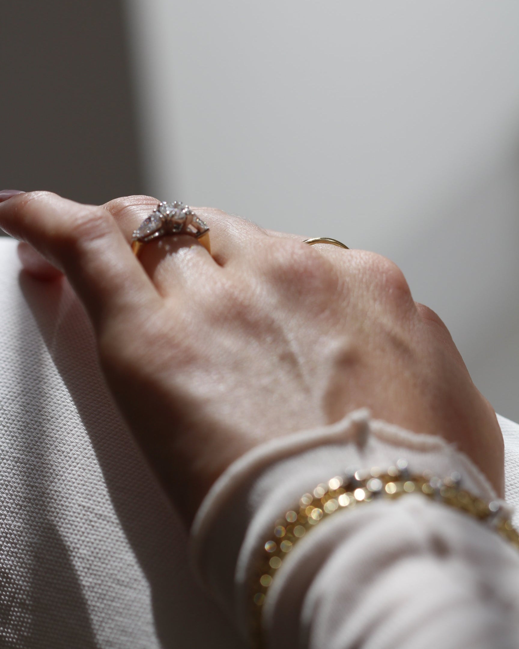 Sorrento Diamond Engagement Ring in Yellow Gold on model at orsini