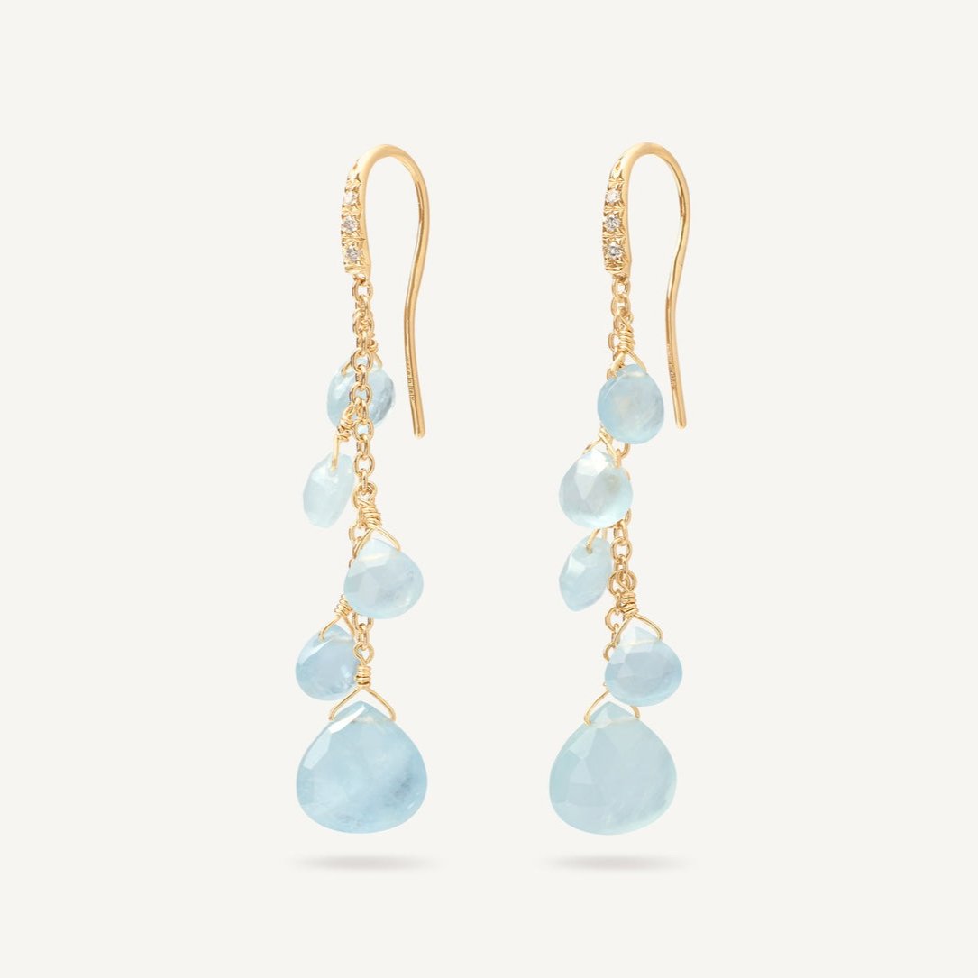 Marco Bicego 18k Gold Aquamarine Earrings with Diamond Accent - Orsini Jewellers
